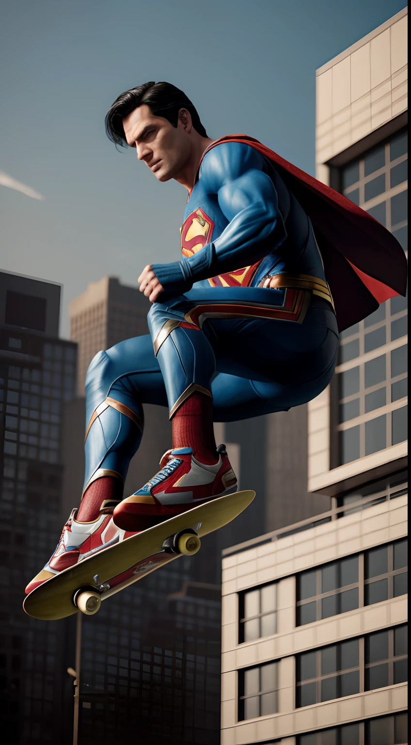 Superman skateboard, octane render, unreal engine, highly detailed, intricate