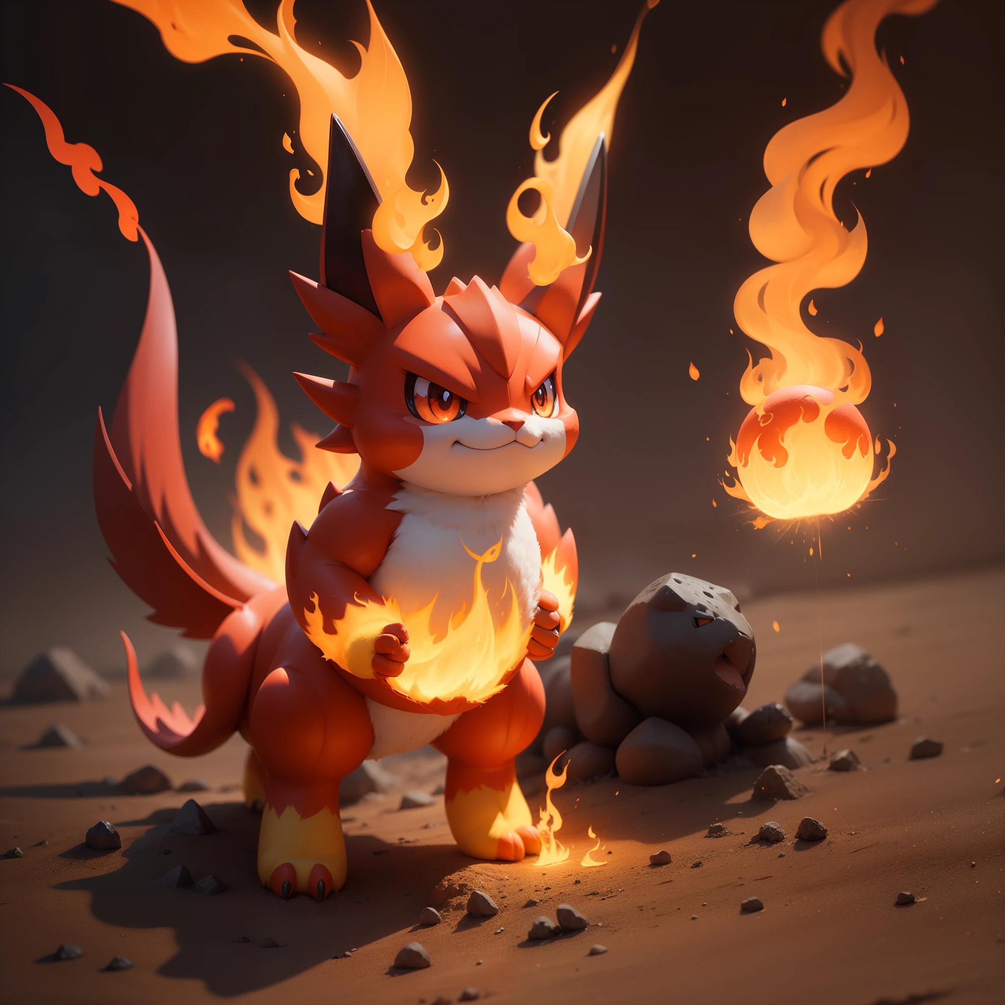fire elemental, pokemon style,Nft,Cute creature