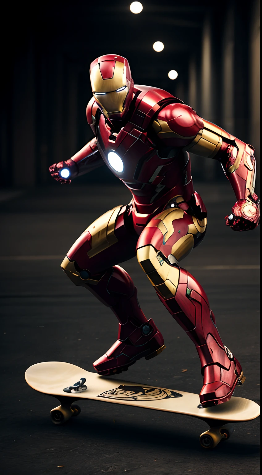 Ironman skateboard, octane render, unreal engine, highly detailed, intricate