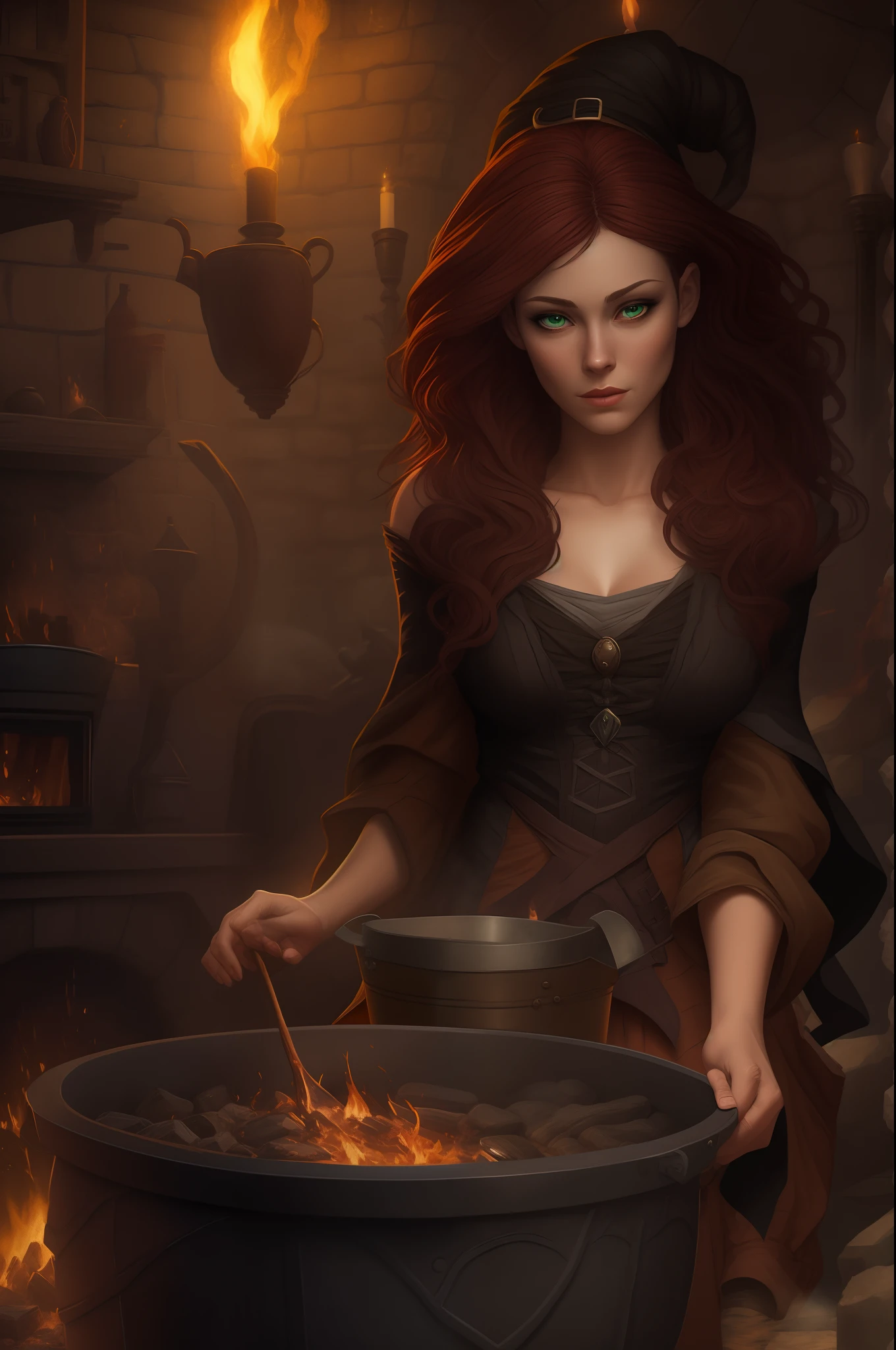 high details, best quality, 16k, RAW, [best detailed], masterpiece, best quality, (extremely detailed), full body (best details, Masterpiece, best quality), , ultra wide shot, photorealistic, fantasy art, RPG art, D&D art, a picture of a woman, witch brweing dark matter over big cauldron in the fire place, middle aged woman, exquisite beautiful woman (best details, Masterpiece, best quality), ultra detailed face (best details, Masterpiece, best quality), red hair, long hair, wavy hair, dynamic eye color, pale skin, red dress (best details, Masterpiece, best quality), wearing black boots, large boilng cauldron, black cauldron, green mists coming from cauldron, a stove, middles ages house background, dim fire light, High Detail, Ultra High Quality, High Resolution, 16K Resolution, Ultra HD Pictures, 3D rendering Ultra Realistic, Clear Details, Realistic Detail, Ultra High Definition
Waiting to start