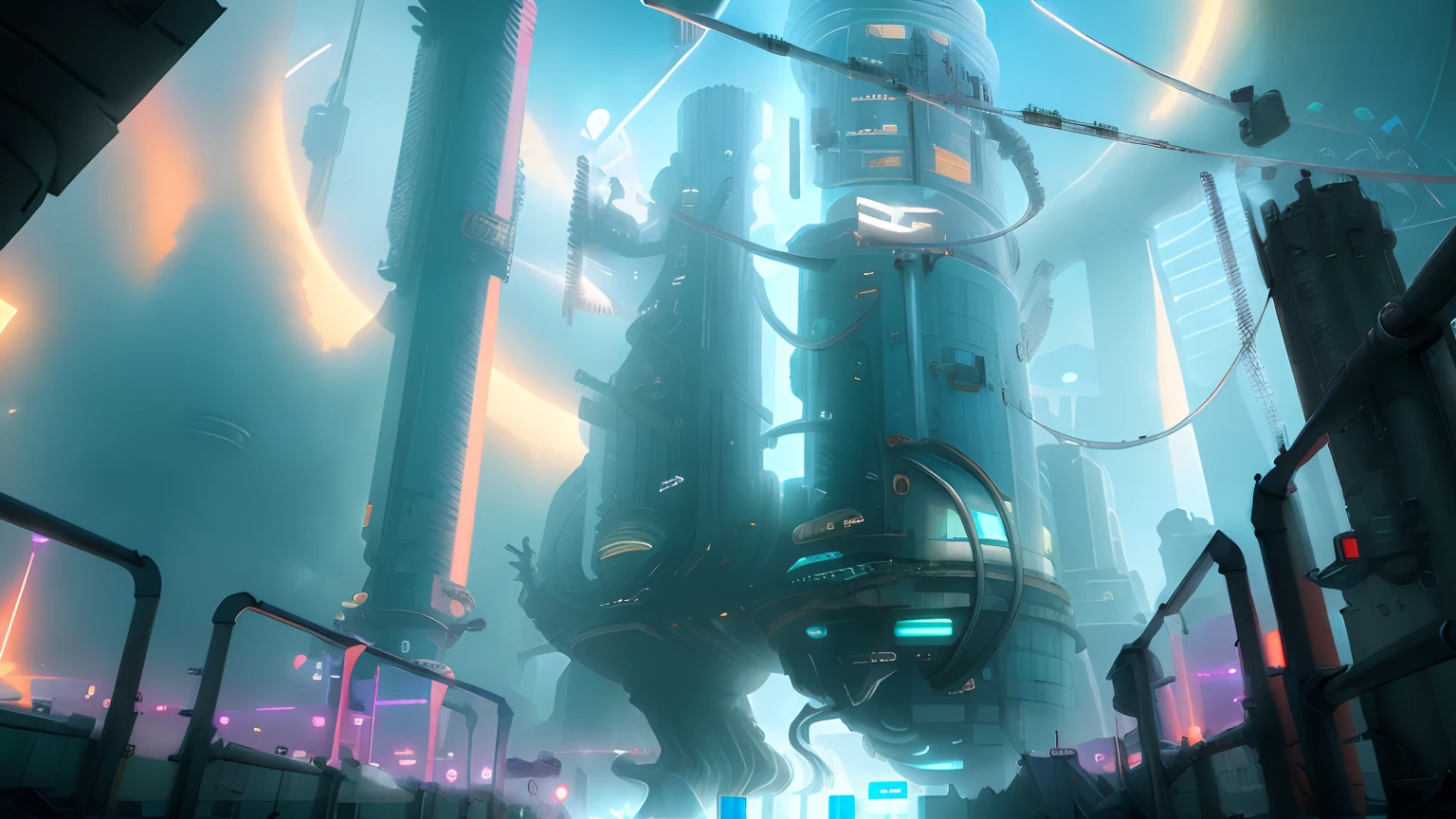 Near future, latest technology research facility, underground facility, bridge, SF bridge, SF fence SF elevator tower, Unreal Engine,