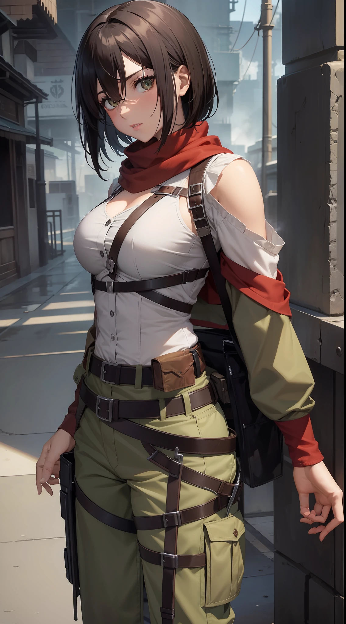 mikasa, naked boobs, big boobs, stockings, sword attack, angry, dalikate flame, aflame shade, short pixie cut with undercut,miniskirt, attack on titan, punch, panties, panties, panties, miniskirt