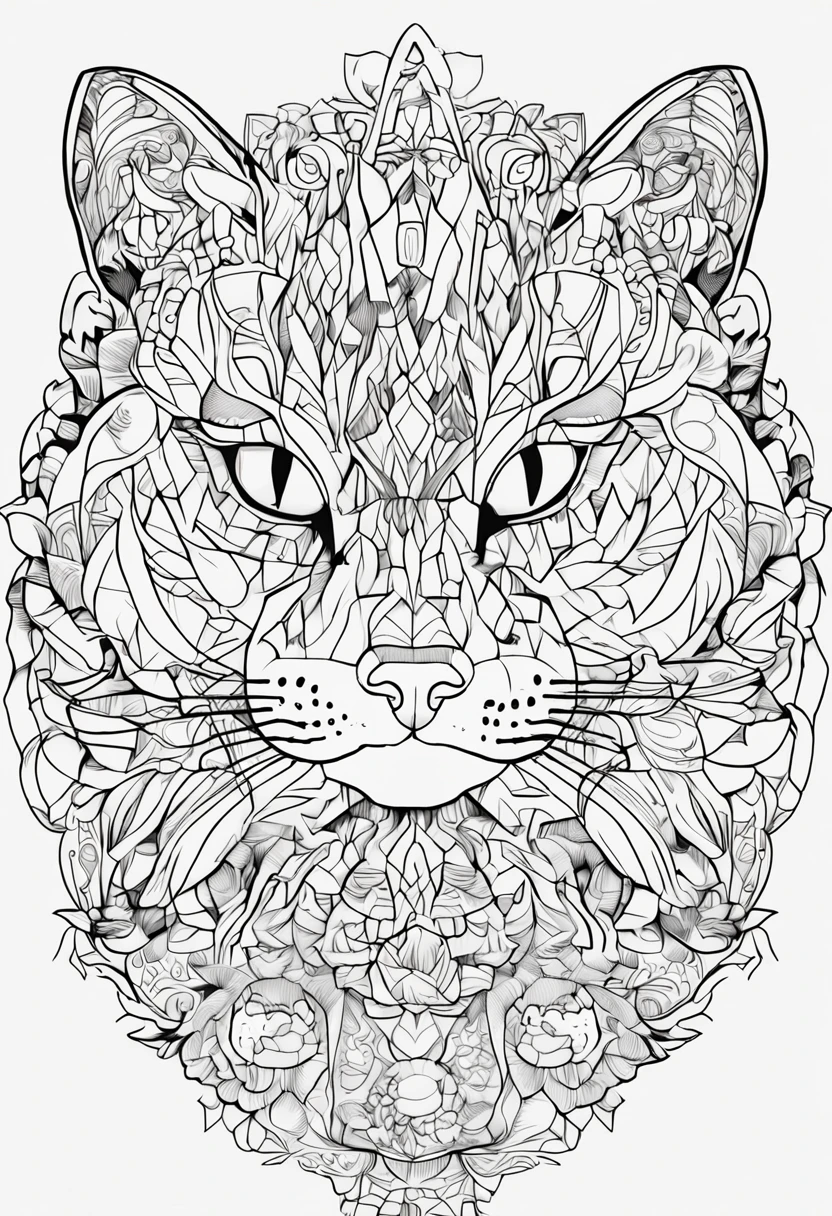 Black and white image of a bunch of cats, Coloring Book Outline, Coloring - in sheets, catscatscats, a cute cat, cat design, Cat Party, Inspired by Kubisi art, Coloring pages, Coloring pages with lines, Seamless pattern design, Packaging cover, Coloring Book Pages, cats! are around, Line illustration, cats, LINE - Art