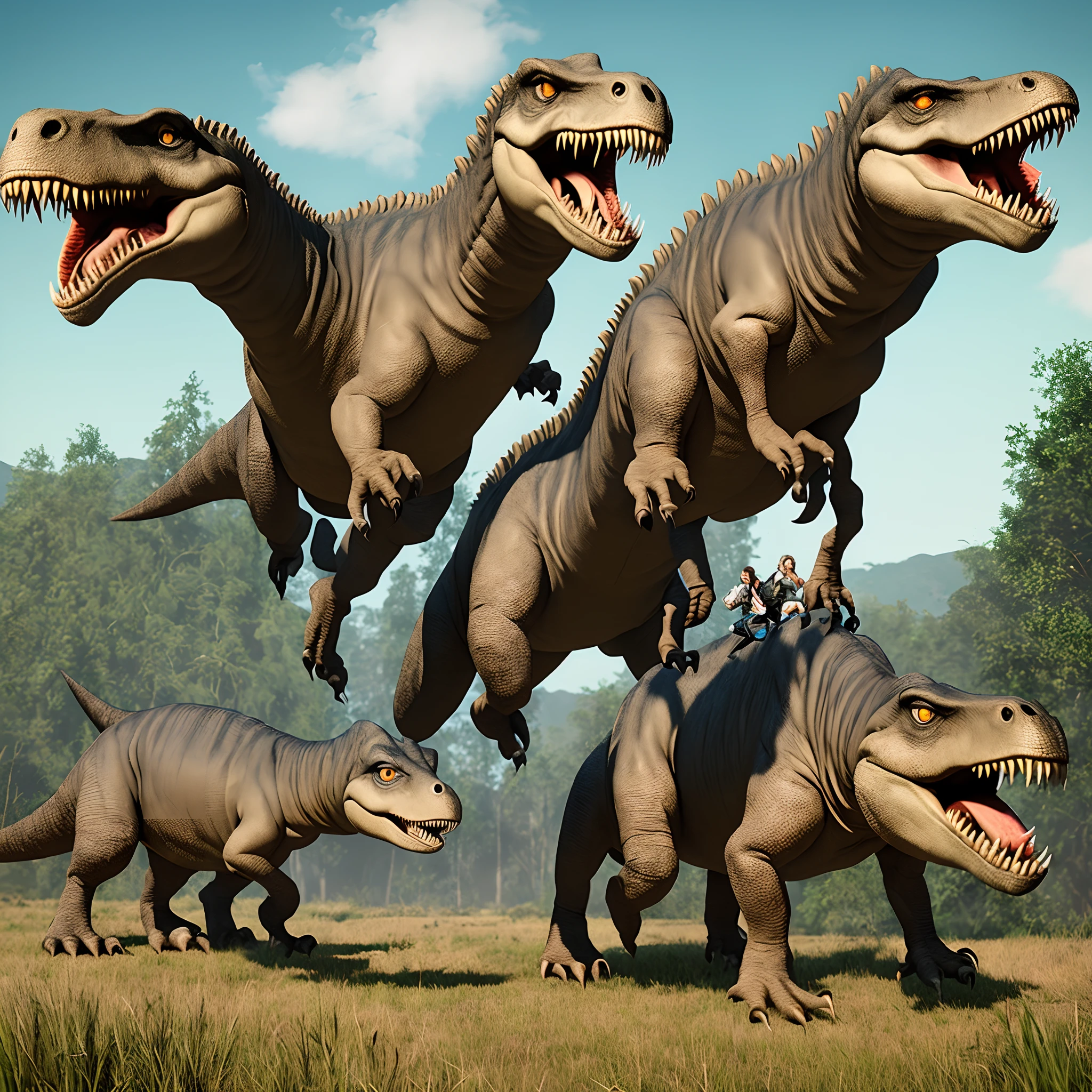 Dinosaurs carry wolves