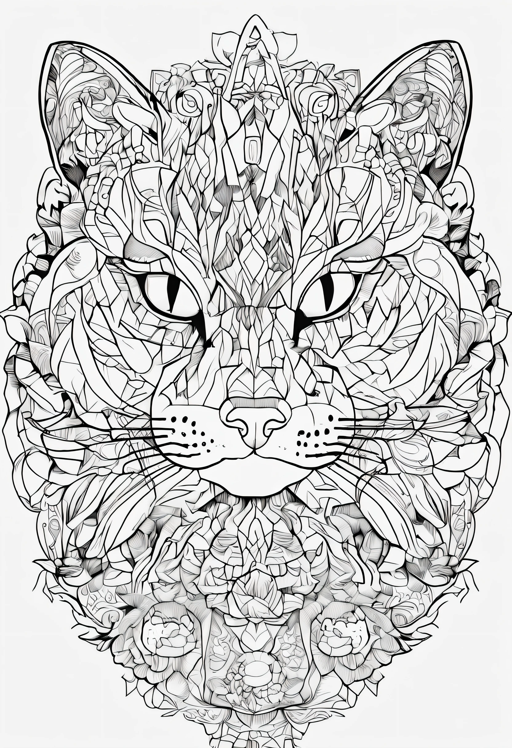 Black and white image of a bunch of cats, Coloring Book Outline, Coloring - in sheets, catscatscats, a cute cat, cat design, Cat Party, Inspired by Kubisi art, Coloring pages, Coloring pages with lines, Seamless pattern design, Packaging cover, Coloring Book Pages, cats! are around, Line illustration, cats, LINE - Art