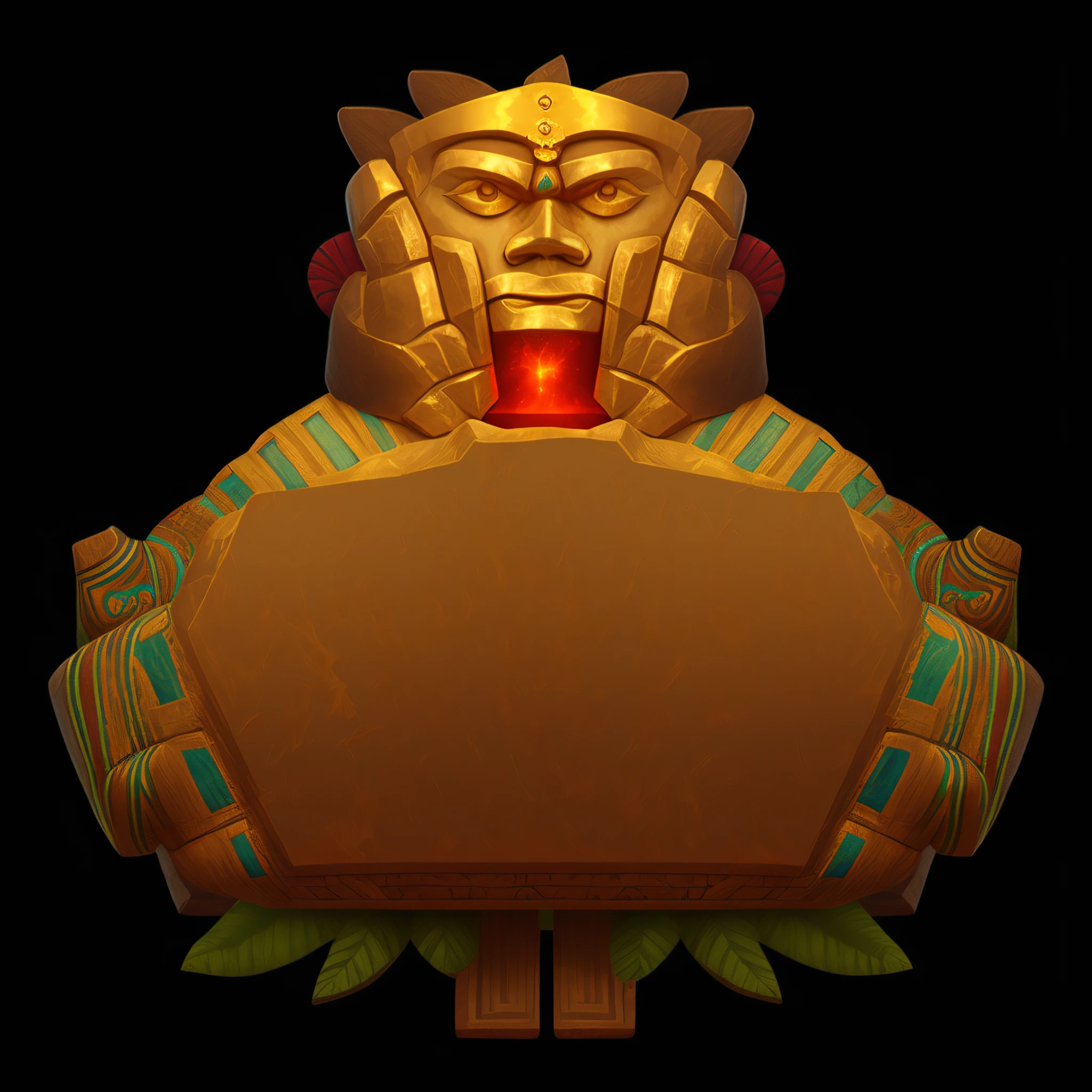 (golden colored:0.8),(amarelo:0.2),(Color:0.3),mayan style,Hawaiian Nation,gameicon,highest masterpiece,high qulity