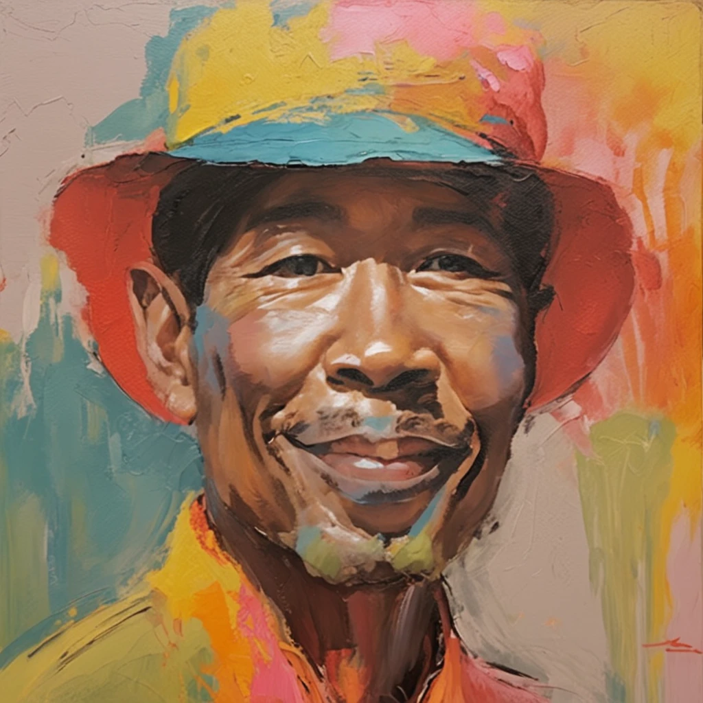 Chinese man face painting, age 55,on black background, Abstract face, Abstract portrait, Stylized face, pop art painting, Expressive facial details, Expressive male face, in the Picasso style, A pop art painting, Beautiful expressive painting, Detailed faces from Chinese men Detailed expressions, in the Picasso style, cubism style