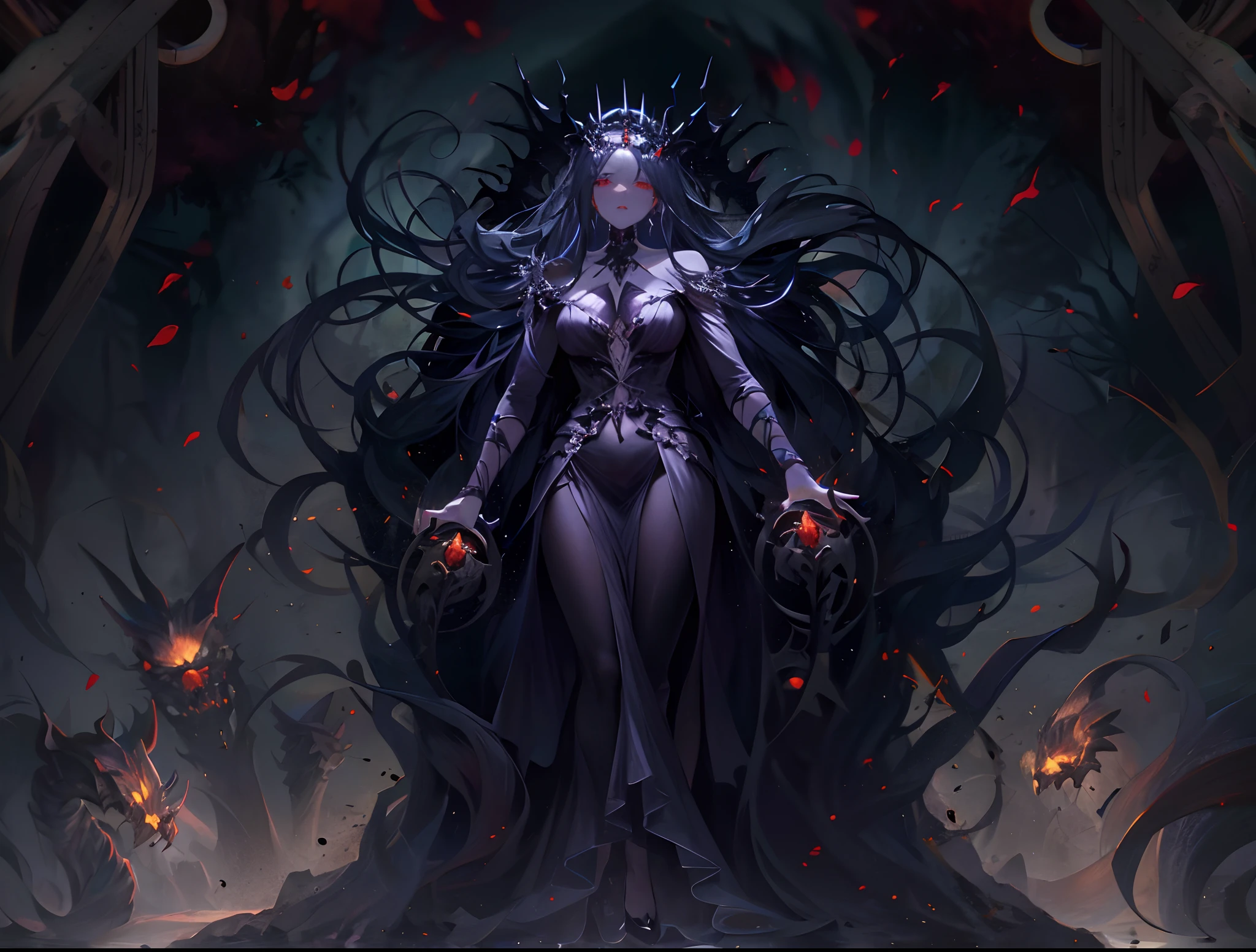 Erebus, the goddess of a dark region of the underworld and the personification of darkness. Erebus is one of the primordial beings in the Greek creation myth.