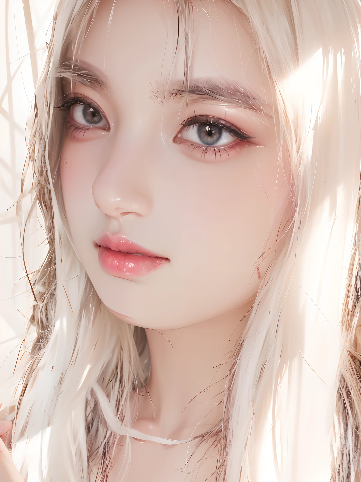 tmasterpiece,Best quality,Portrait of 1girl,Plain Girl 1.1,8K distribution rate,超高分辨率,Works of masters,Soft light,Fair cold white skin,Light lip color