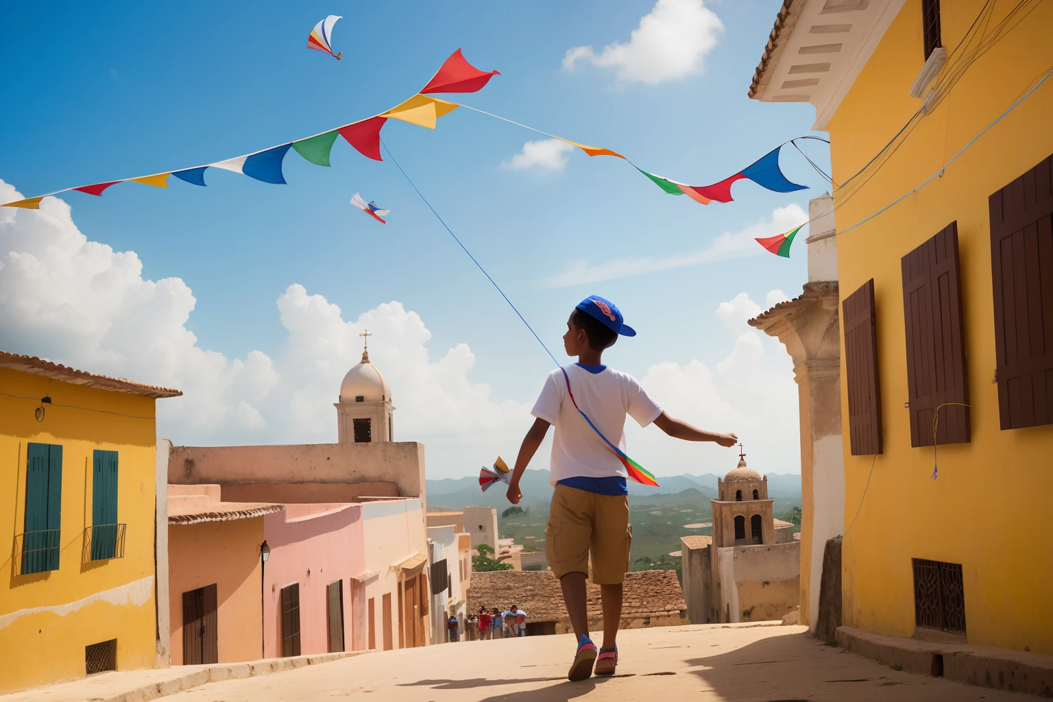 Date: 2015
Country: Dominican Republic
Description: A teenager flies a whimsical kite against the backdrop of historic colonial buildings in Santo Domingo, capturing the blend of tradition and youthful spirit.