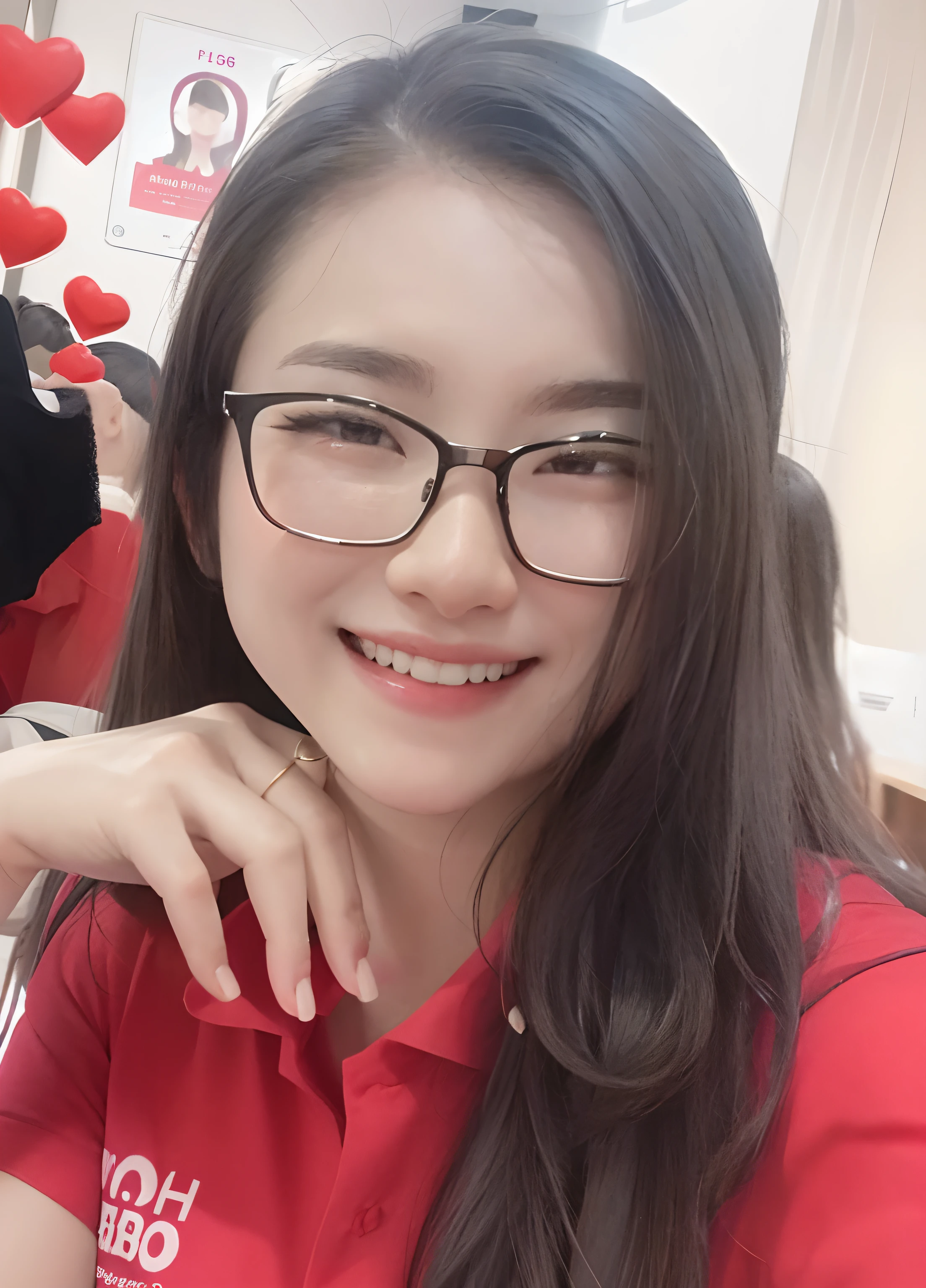 arafed woman in red shirt and no glasses smiling at camera, dang my linh, mai anh tran, nivanh chanthara, ruan cute vtuber, lovely smile, hoang long ly, profile picture, profile image, sakimi chan, in style of lam manh, with glasses, 2 7 years old, friendly smile, on the beach