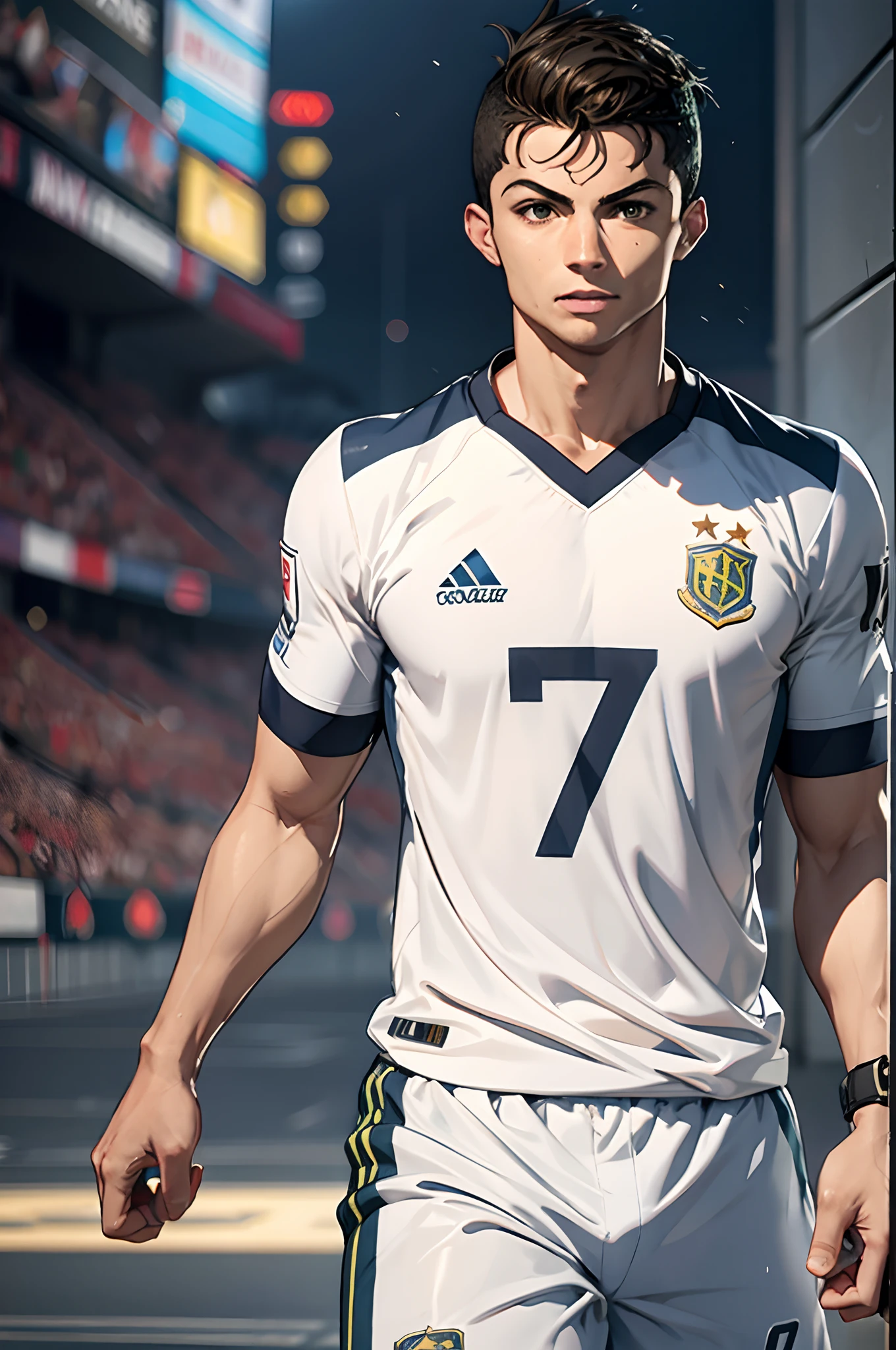 Cristiano Ronaldo in Al nasser kit wearing no 7, anime style