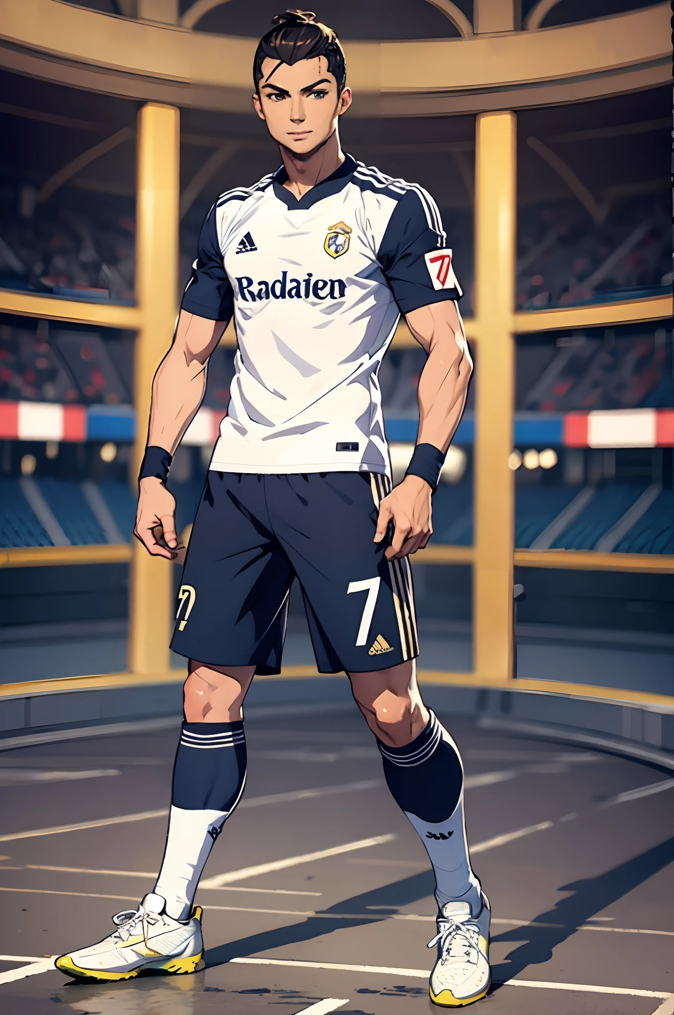Cristiano Ronaldo in Al nasser kit wearing no 7, anime style
