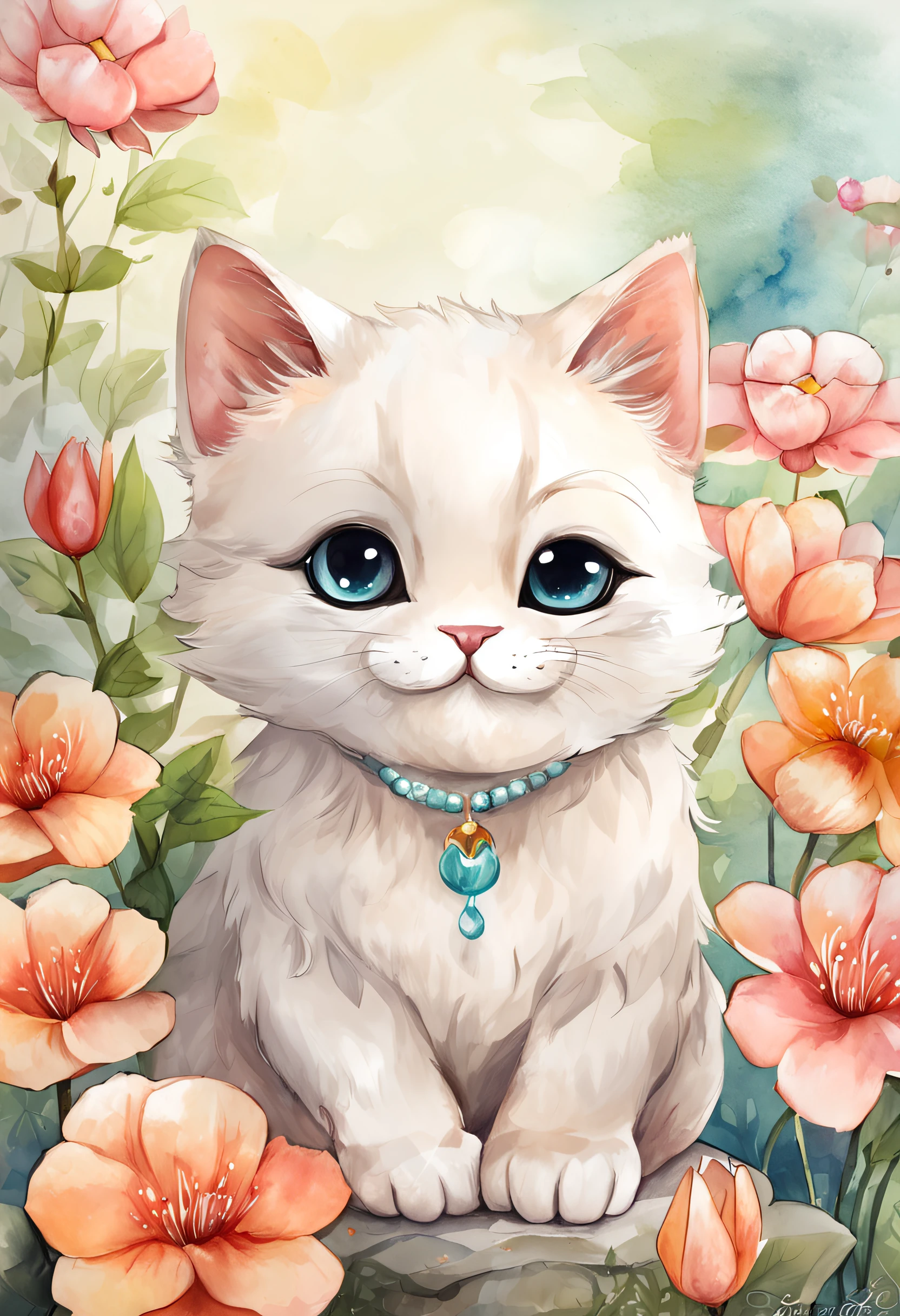 gatinho,fofinho, chibi, fundo simples, adorable animal, kawaii