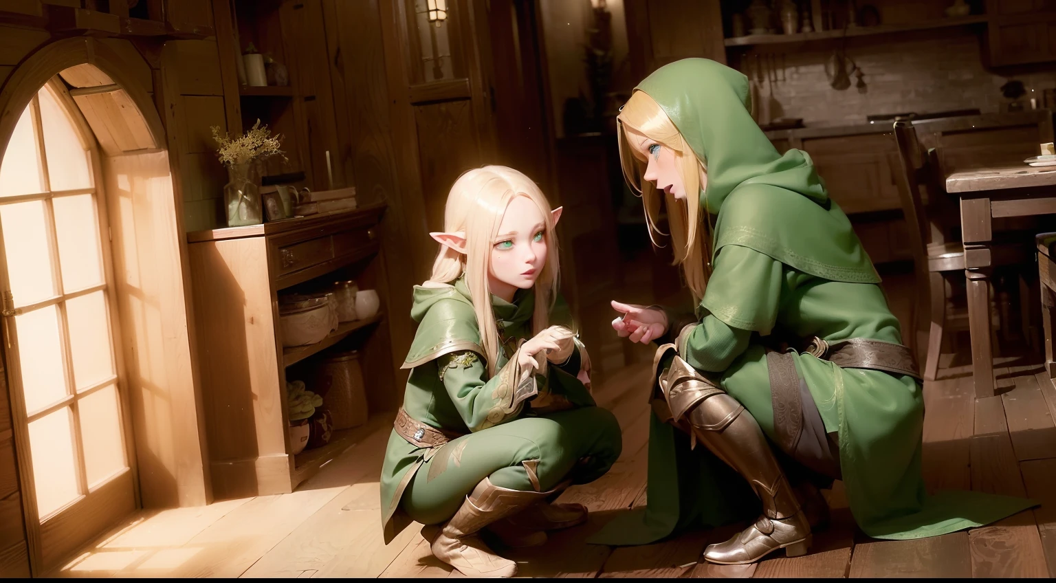 Two elves having sex in an orgy