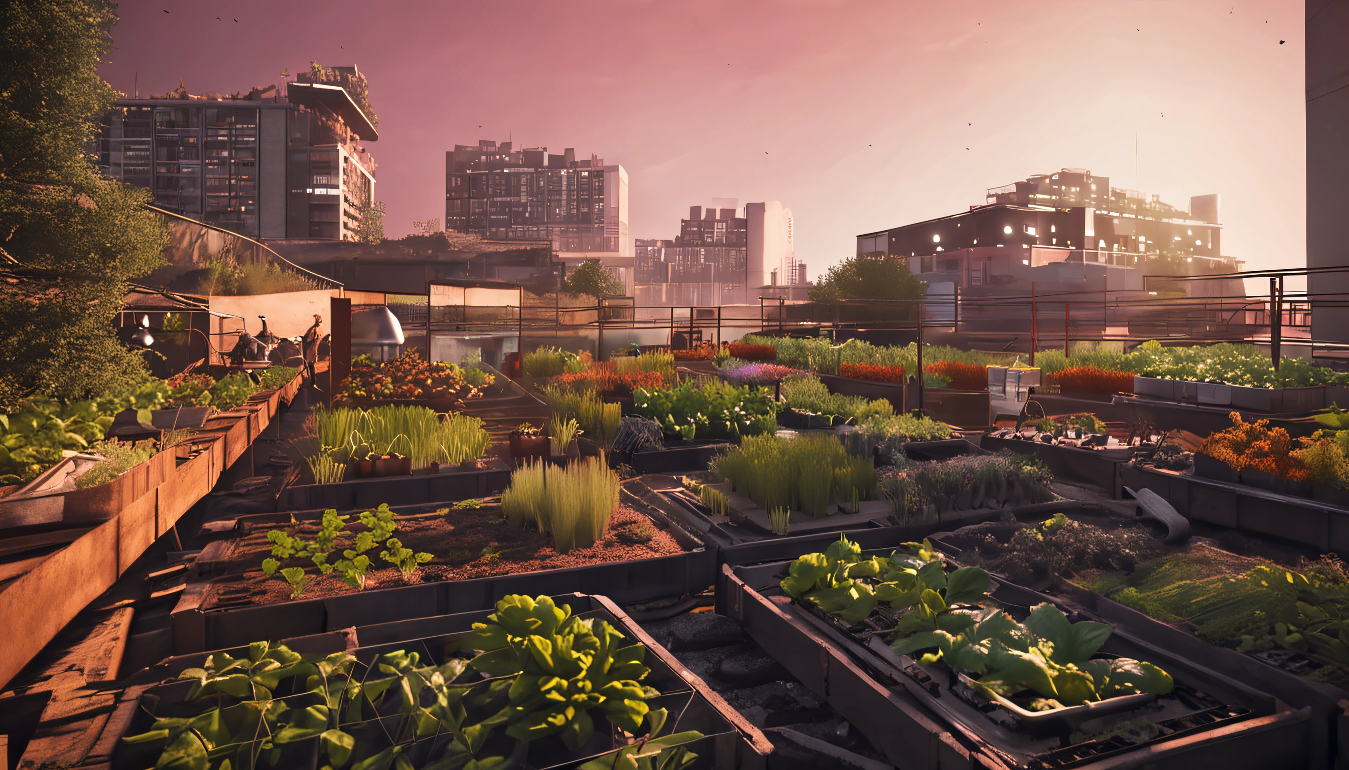 城市, On the rooftop, Urban farm, Urban living, Sustainability, tie