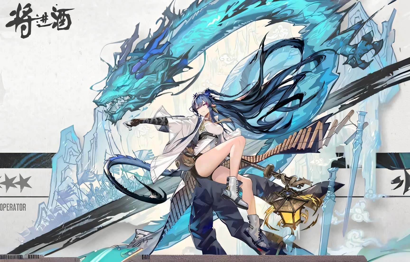 Anime girl with sword and dragon on white background, 2. 5 D CGI anime fantasy artwork, xianxia fantasy, Anime fantasy artwork, Xianxia, G Liulian art style, Detailed key anime art, Anime fantasy illustration, full-body xianxia, Anime epic artwork, epic anime fantasy, Detailed anime artwork, anime artsyle