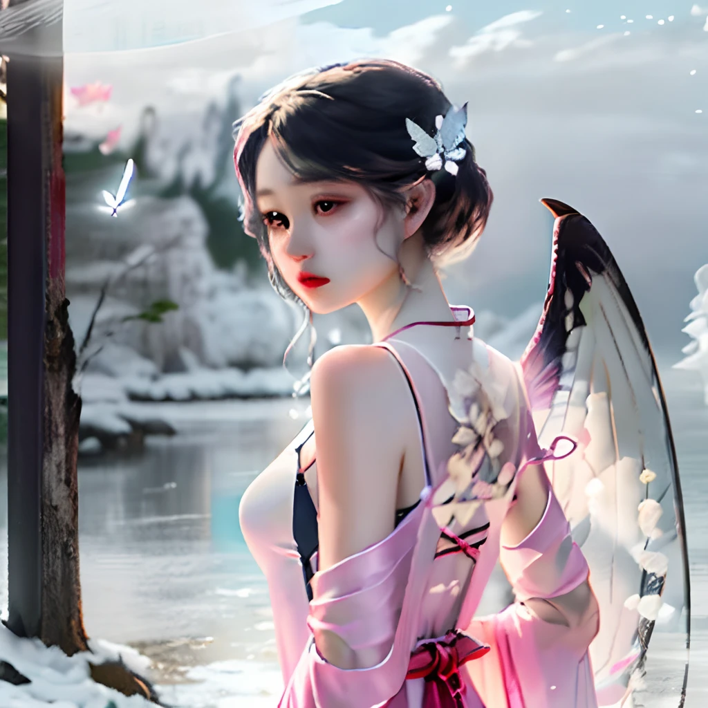 Her black cloud-like hair was held high,A pink and slender jade neck is revealed under the head of the beautiful butterfly。Snow-white and soft、The thin silk wrap like cicada wings tightly wraps the adult's towering chest and slender willow waist,The looming light and thin clothes tightly bound a pair of towering ones。Slender pink neck,Deeply trapped,Tight waistband,Raised buttocks,Ice skin with red in white,A trembling jade body,Teach people to think about right and wrong。Flying phoenix jade,White fairy