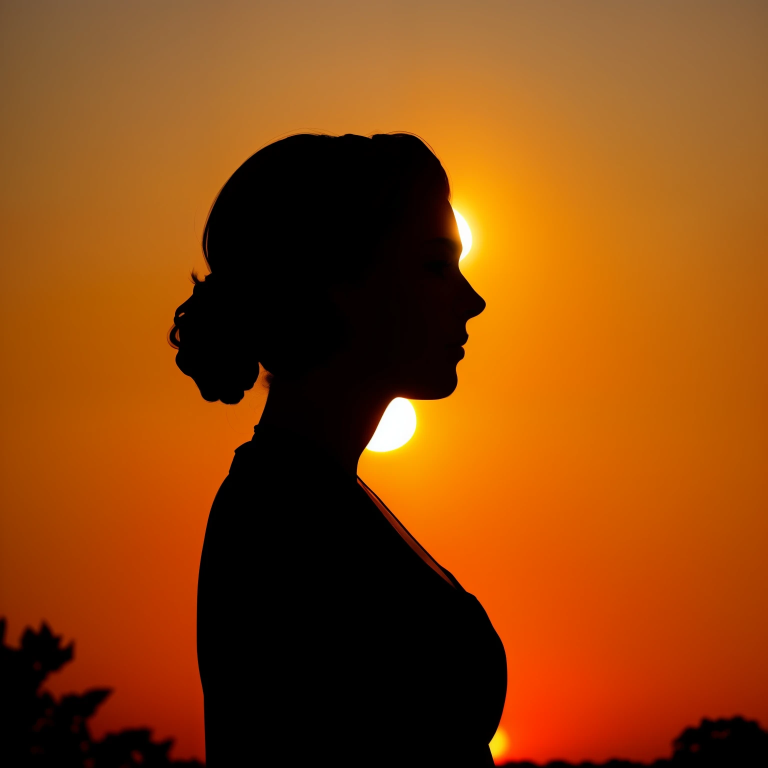 A silhouette of a beautiful woman