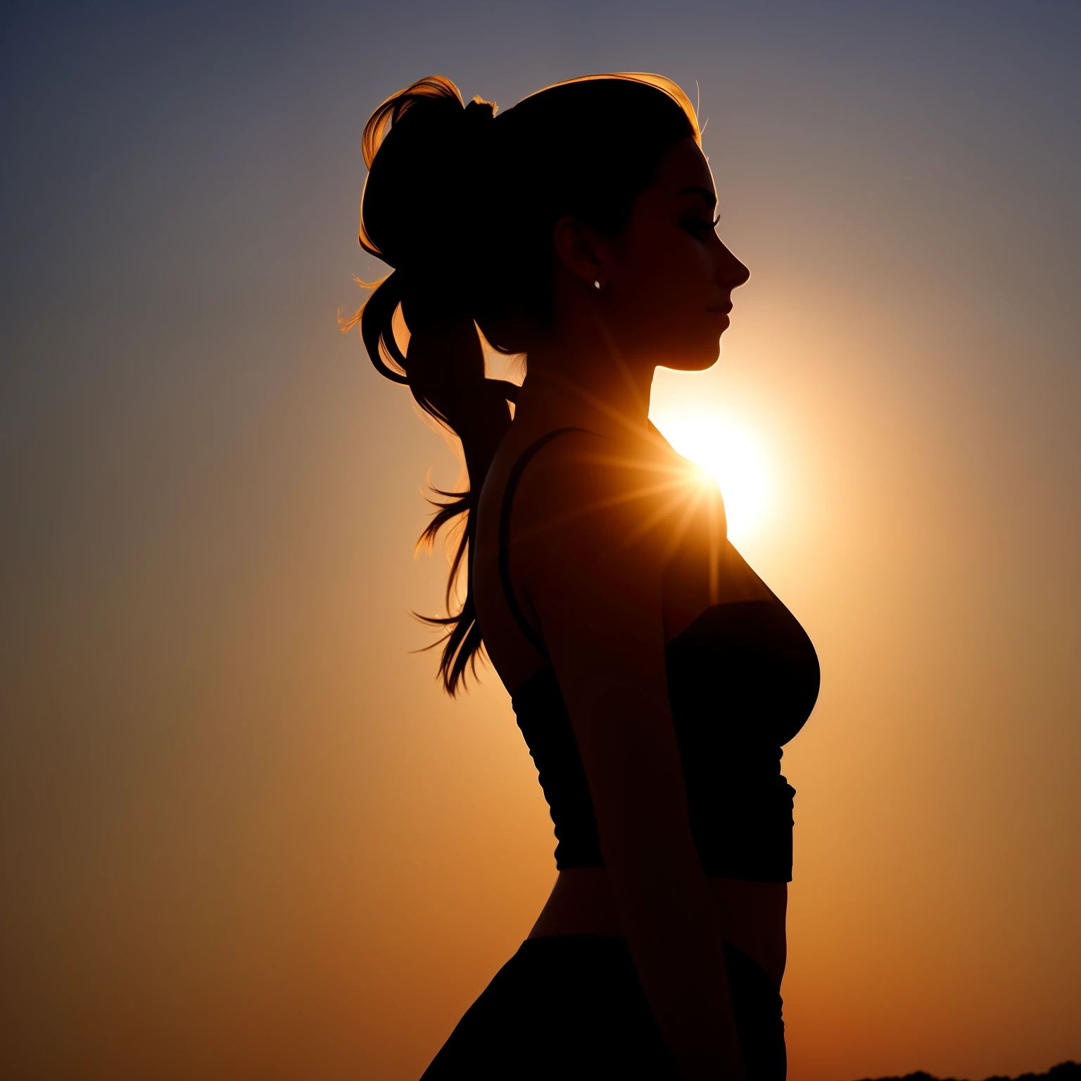 A silhouette of a beautiful woman