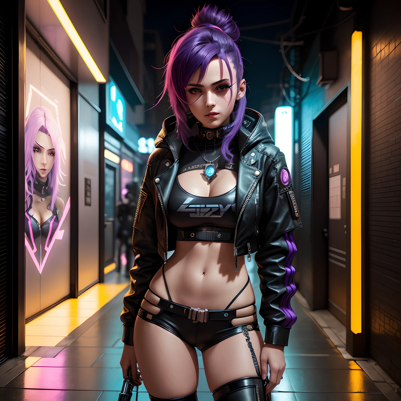 there is a woman in a leather outfit posing for a picture, menina de anime cyberpunk feminino, garota anime cyberpunk, no estilo cyberpunk, oppai cyberpunk, cyberpunk zangada deusa linda, Cyberpunk 2 0 e. o modelo menina, Garota cyberpunk, em cyberpunk city, Foto cyberpunk, modelo bonito da mulher cyberpunk, vibe cyberpunk, cyberpunk menina bonita, cyberpunk feminino, roupa cyberpunk