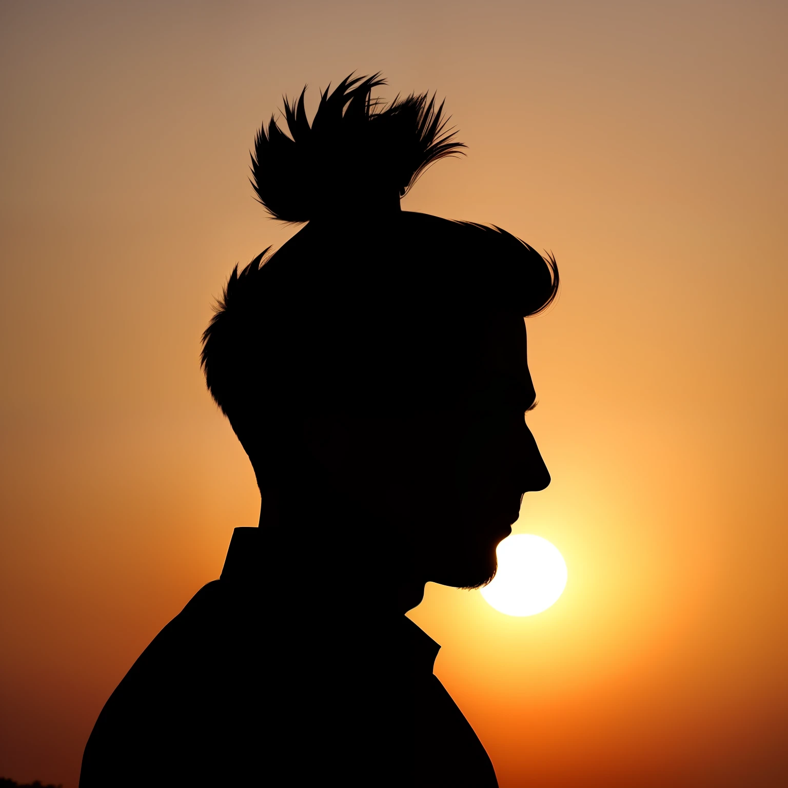 A silhouette of a handsome man