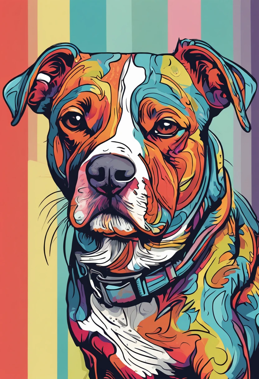 um close up de um dog correndo em um fundo colorido, dog digital, arte vetorial altamente detalhada, Jen Bartel, estilo de arte impressionante, estilo de arte vetorial, arte do Adobe Illustrator, Arte de Alessandro Pautasso, Arte vetorial HD, Horse, arte vetorial multicolorida, full-colour illustration, Bela arte UHD 4K, vibrant high contrast coloring, dog bonito