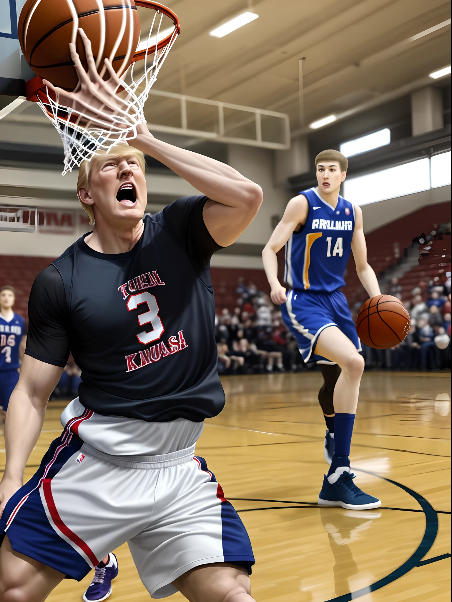 Trump plays basketball