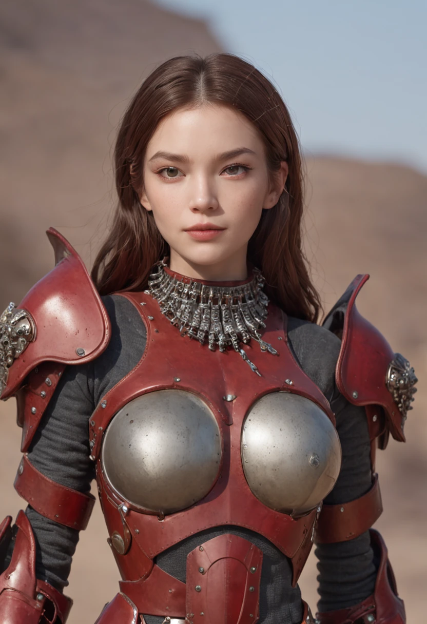 (Master Parts), (top-quality), rendered, Realistic, ultra-detailliert, face perfect, perfect bodies, 1 Tape, Beautiful Girl, girl in red armor, Mechanical Armor, exoskeleton, to stand, Legal Pose, Sexy, Looking from behind