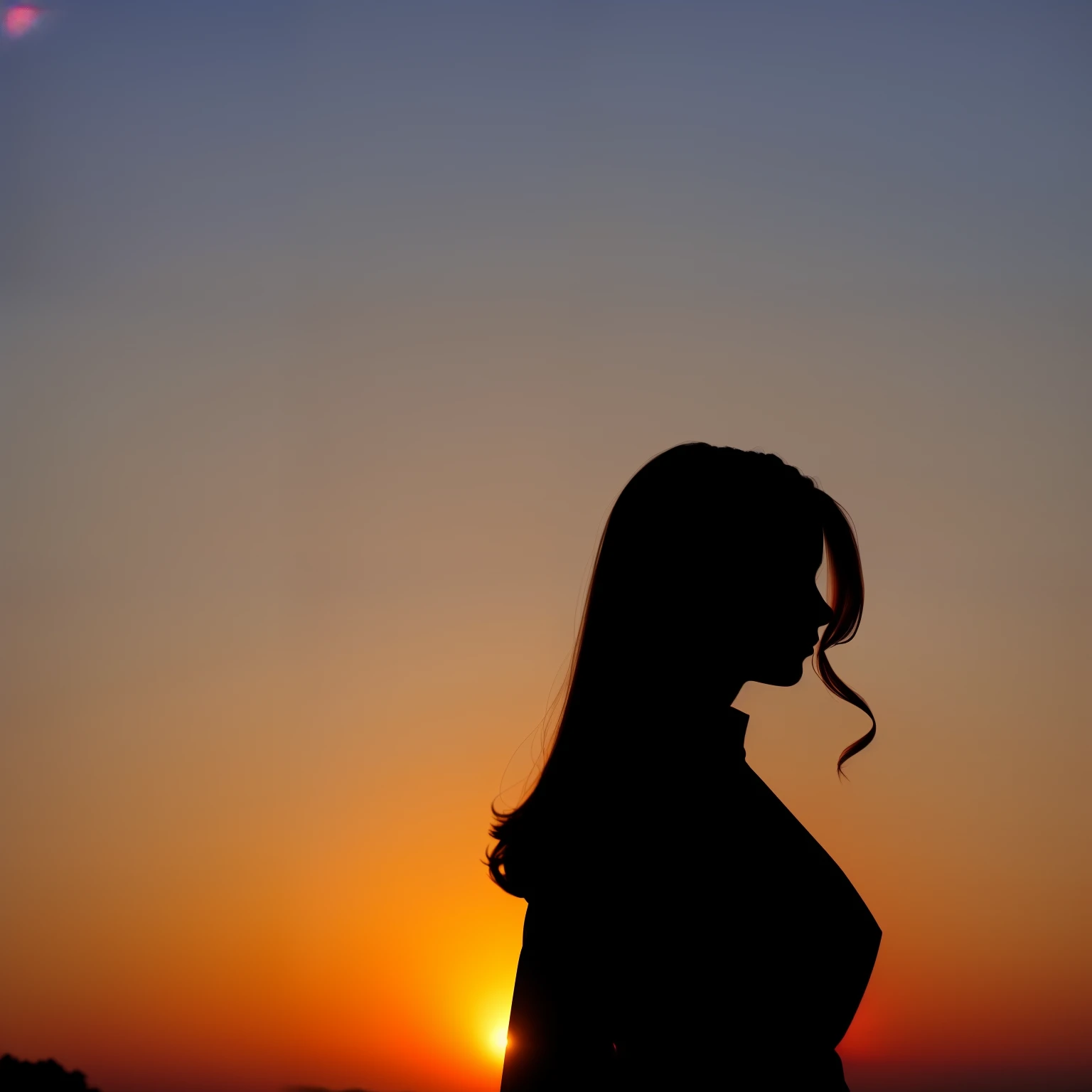 A silhouette of a beautiful girl