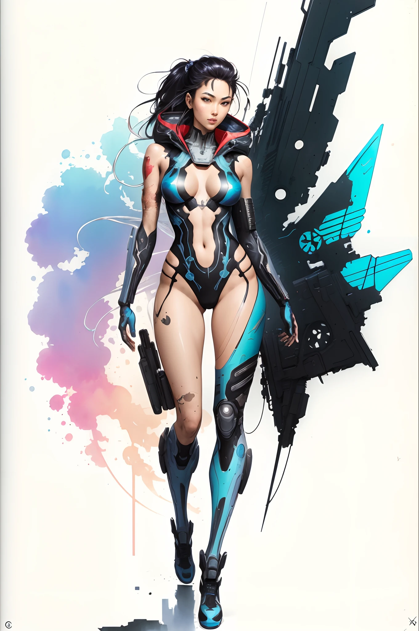 sticker of a artemis from dc comic, full body, Kim Jung gi, freedom, soul, digital illustration, comic style, cyberpunk, perfect anatomy, centered, approaching perfection, dynamic, highly detailed, watercolor painting, artstation, concept art, smooth, sharp focus, illustration, art by Carne Griffiths and Wadim Kashin ,