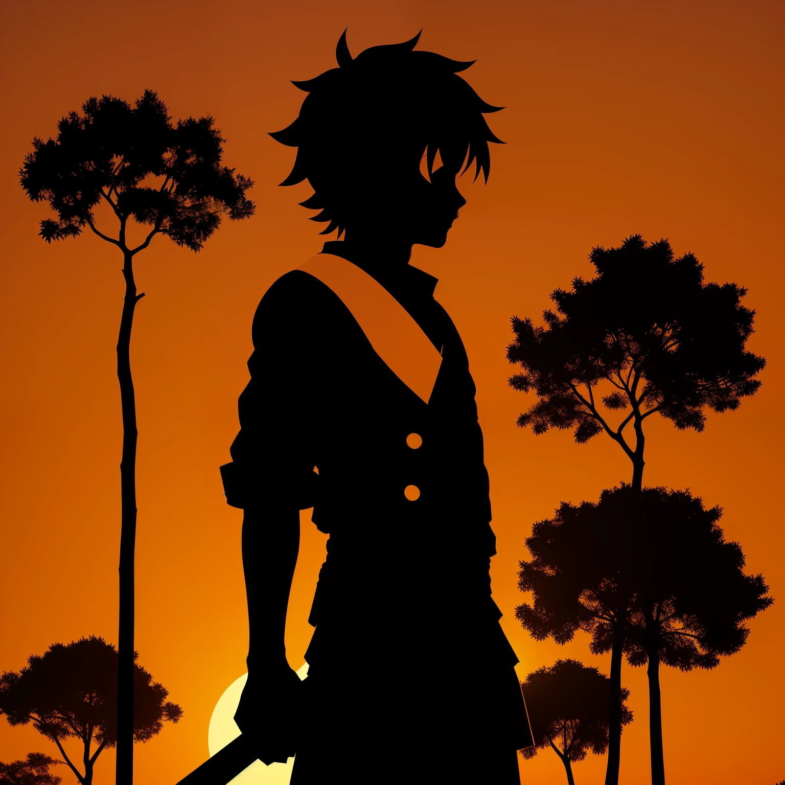 solo, 1boy, ((silhouette:1.4))