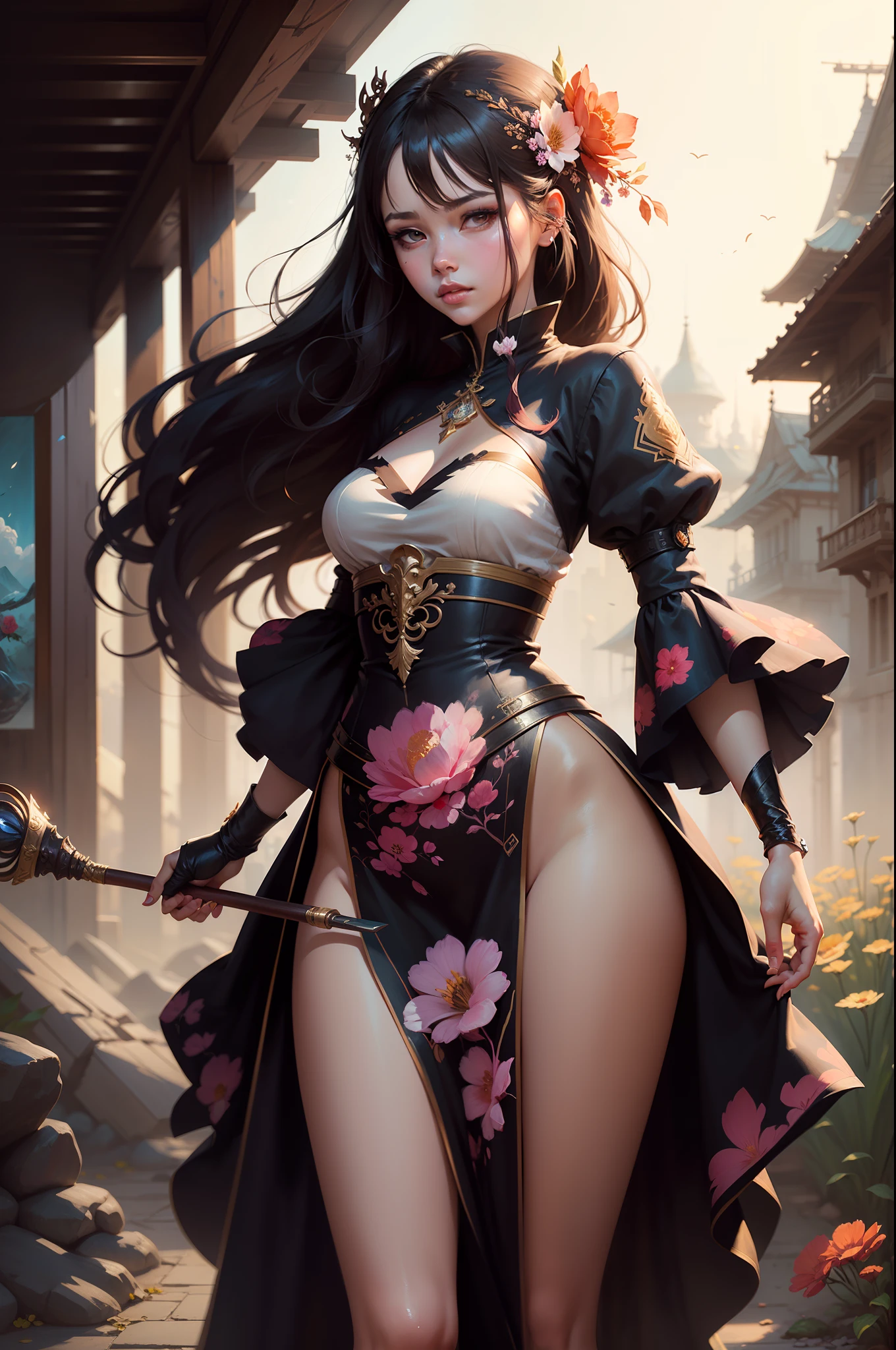 The 18 year old girl is very beautiful and elegant, Wear slim clothes, Ancient Han dynasty costumes, Masterpiece, A high resolution, In the dark: 1.6), surreal female portrait by David Hockney and Alphonse Mucha, Realistic girl, Long silky black hair, Double bangs, Non-engaged hairstyling design, Chinese face, Cute face, Realistic girl, Photorealism, Dynamic lighting, art  stations, voluminetric lighting, Very detailed faces, (((Oval face: 1.2))), ((Short chin:1.8)), 8K Ultra, Awarded, In the dark, deepshadow, low tune, cowboy lens, Red phoenix dress, Bust, luxurious palace, Hanfu style, crown, The black eye makeup is very sharp and detailed, face clean, The most beautiful face, Balance teeth, bright white teeth, Chinese pretty girl, the breasts are large，Round and round, Breast augmentation, Very tight breasts, Super realistic, chinese women's clothing, opens his eyes wide, The eyes are very well made up, Eye bags under wet makeup, Guviz, Dunhuang style, wearing black mesh socks, Long, neat black hair, Double bangs, (((Mouth closed: 0.9))), Red lipstick, ((Thick upper lip:0.6)), Small lips and red lips, the landscape is overcast and thunderous, Upper body portrait, Close-up of main character, (Background details 1.8), Smooth skin, Ruddy smooth skin, hdr, hyper HD, 8K quality, Detail pixels, Super realistic, Ultra photo realsisim, Attractive girl, look at the upper half of the girl, Look directly at the viewer, Get close to girls, Take close-up photos of girls,Realistic close-up of face