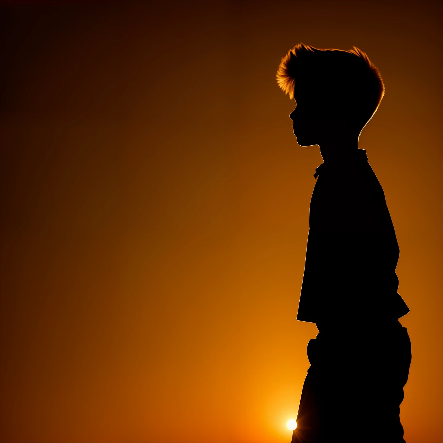 A silhouette of a cool young boy