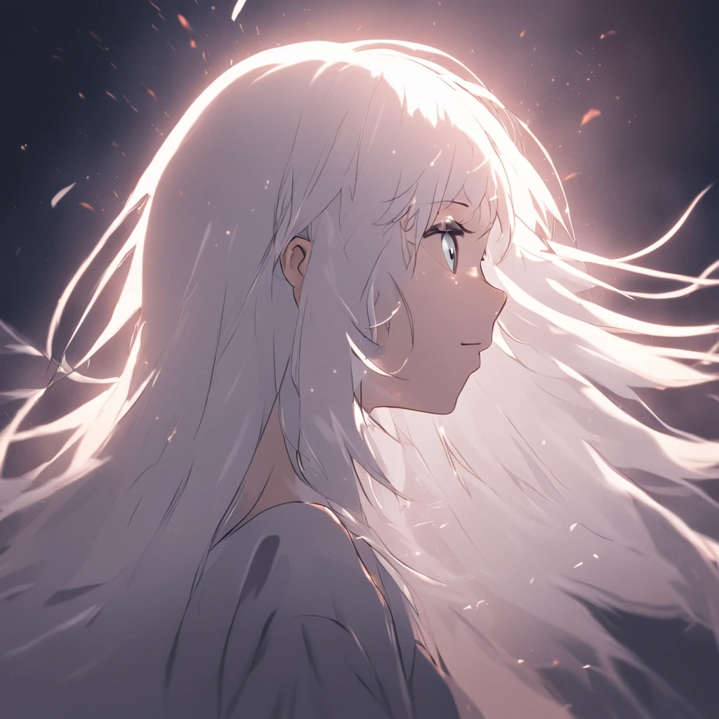 (White background:1.4),(Silhouette of a girl's head, Eyes closed, Long white hair, A combination of East and West)，，( reasonable design, Clear lines, High sharpness,Best quality, Very detailed, Masterpiece, movie light effect, 4K )