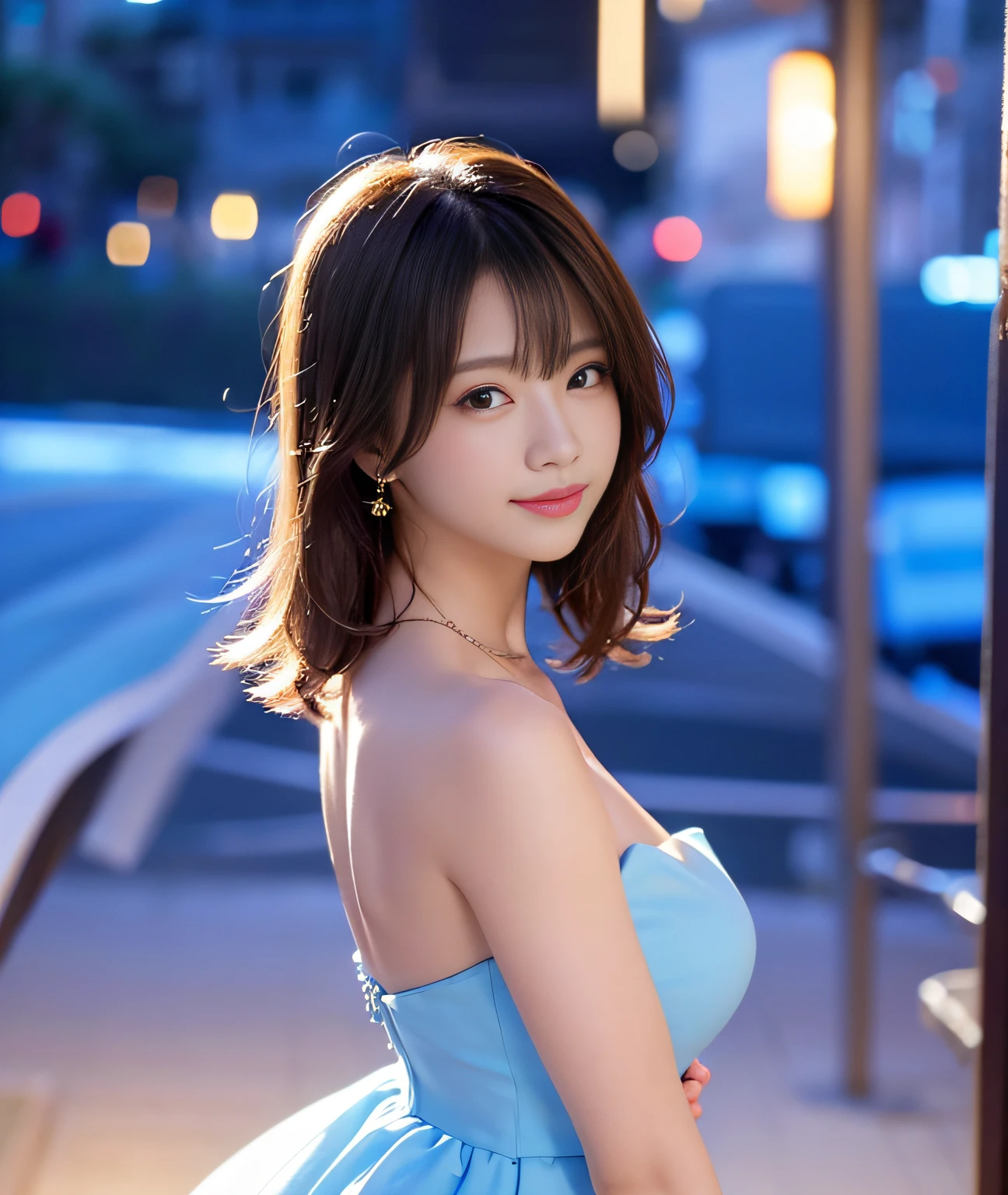 masterpiece,full body, (beautiful eyes: 1.2) ultra hot sexy sensual young woman, pink blue gourgeous dress, at night, nipple, riverside,( blur background ), detailed eye, Puffy eyes, rim lights, Facing straight ahead, straight short hair, black hair, BREAK top-quality, high resolution, (Realisticity: 1.4), japanese, Asian Beauty, Super beauty, Beautiful skin, (big boobs), body facing forward, (wide shot), (wide field of view), , full body shot, city background, (A hyper-realistic), (hight resolution), (8K), (ighly detailed), (beautifully detailed eyes), (ultra-detailliert), (wal 1-), (Natural smile). A detailed face, looking at viewert, age19, tall