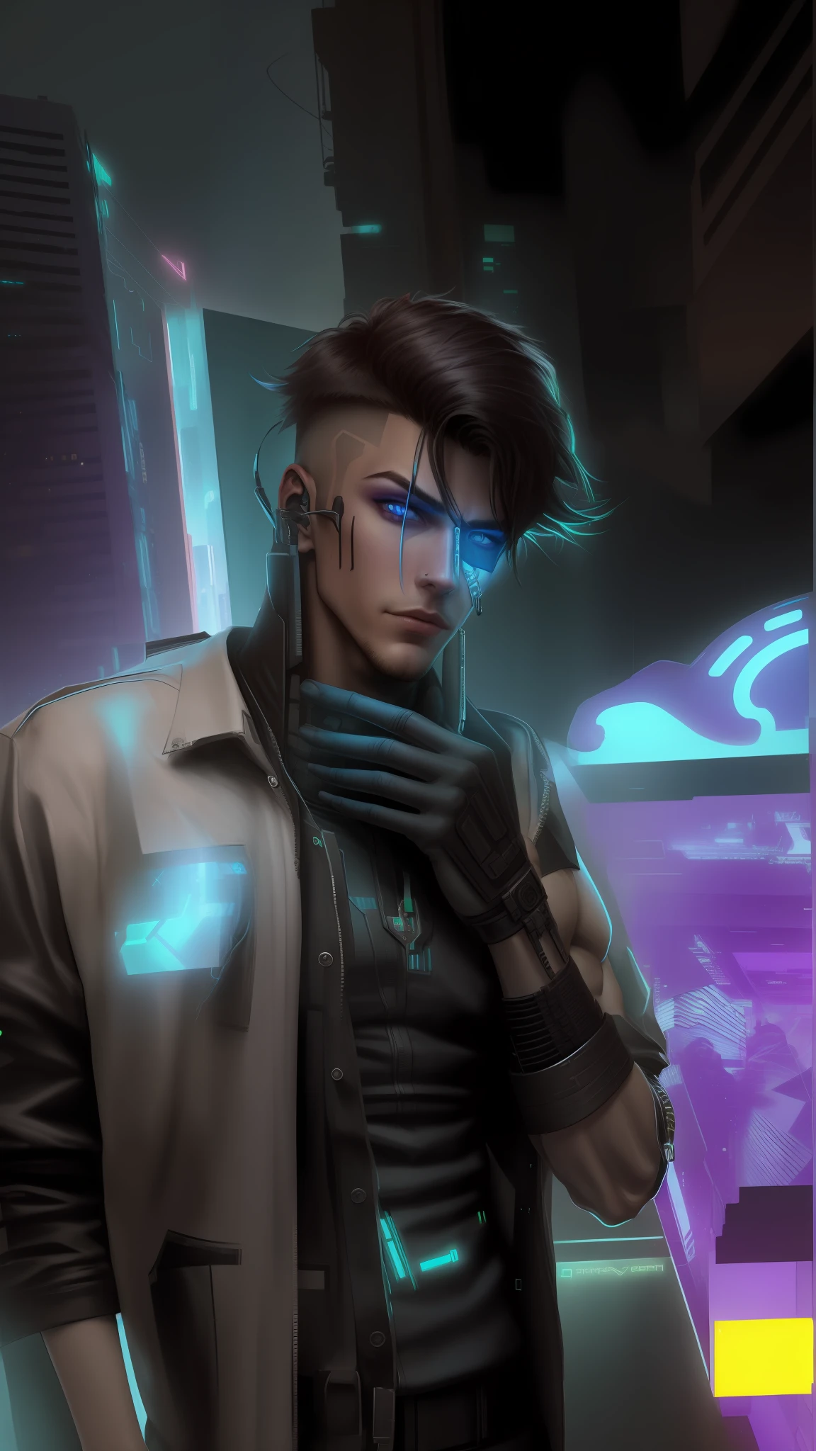 Change background cyberpunk handsome boy