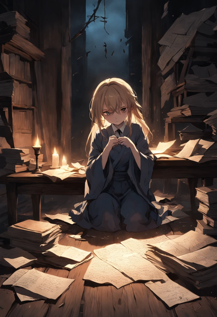 Create a visual representation that captures the unsettling scene described by the narrative "I found a note that said, 'I warned you not to look.'" Craft an environment of subdued lighting, reminiscent of a dimly lit study or attic. On an aged wooden table, place a worn and crumpled note bearing the ominous message "I warned you not to look." The note should be partially unfurled, revealing the handwritten words. Surround the scene with flickering candlelight, casting eerie shadows that emphasize the mysterious and foreboding atmosphere. Invite the viewer to explore the narrative behind the note and ponder the consequences of whatever forbidden knowledge may have been sought.