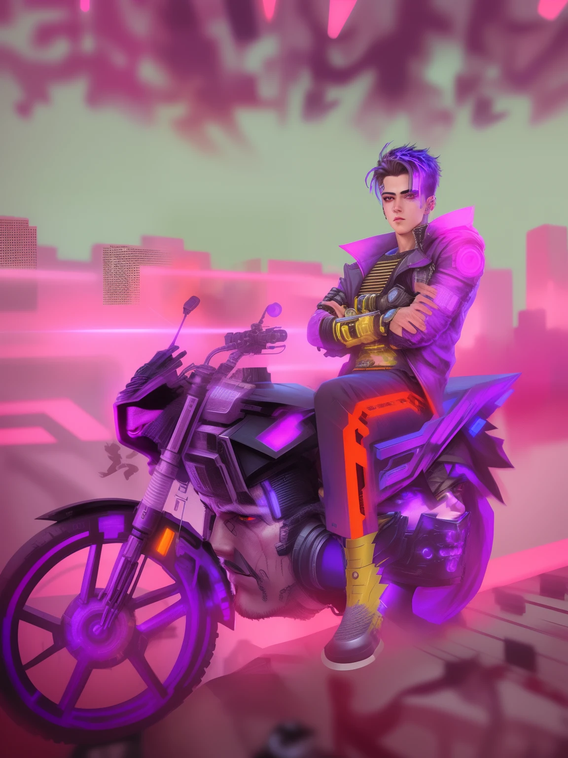 Change background cyberpunk handsome boy realistic face