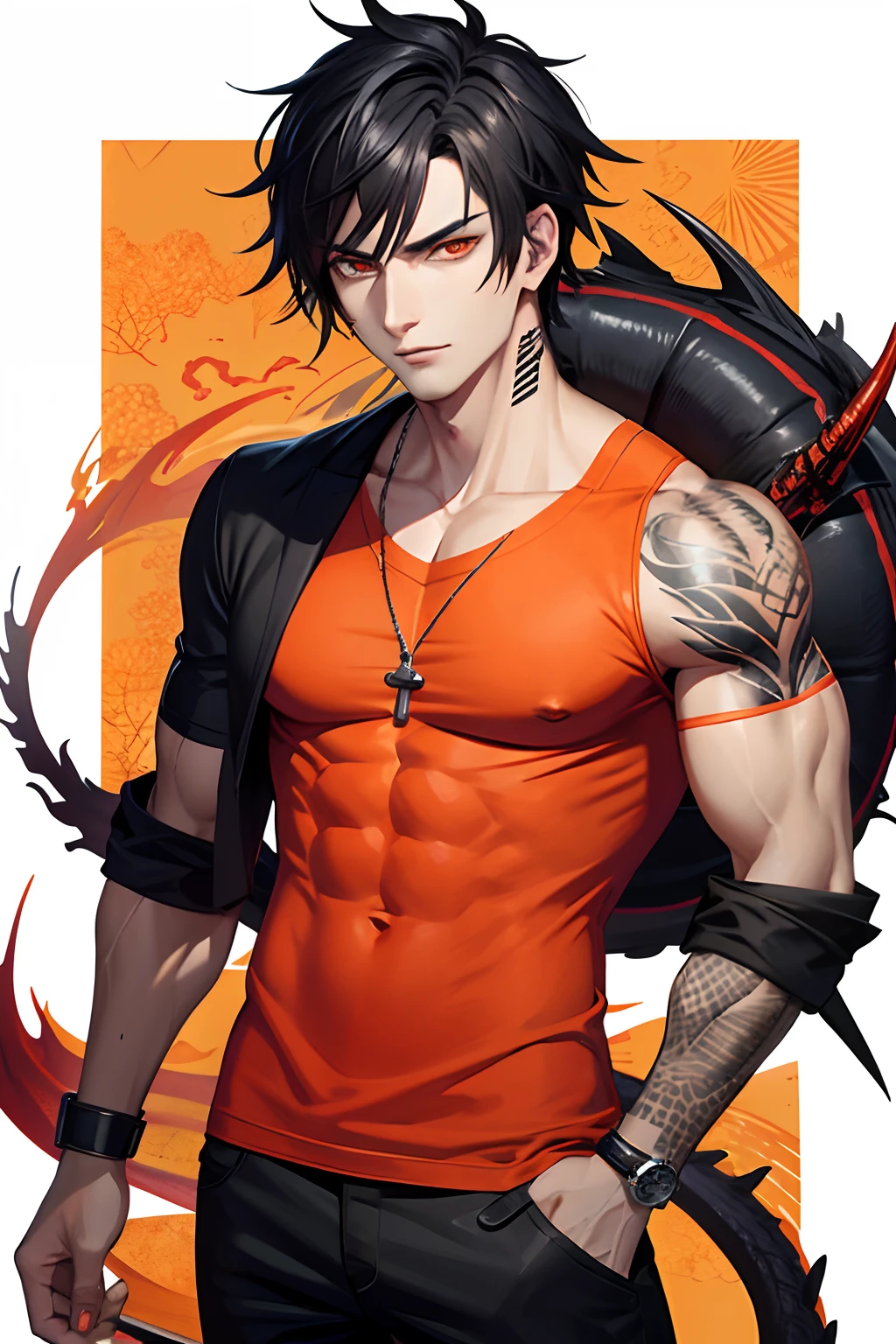Chinese Style, Chinese Mythology, Cyberpunk, Ink Painting, Mash-Up, 1boy, All Black, Assassin, Stealth, Plain,