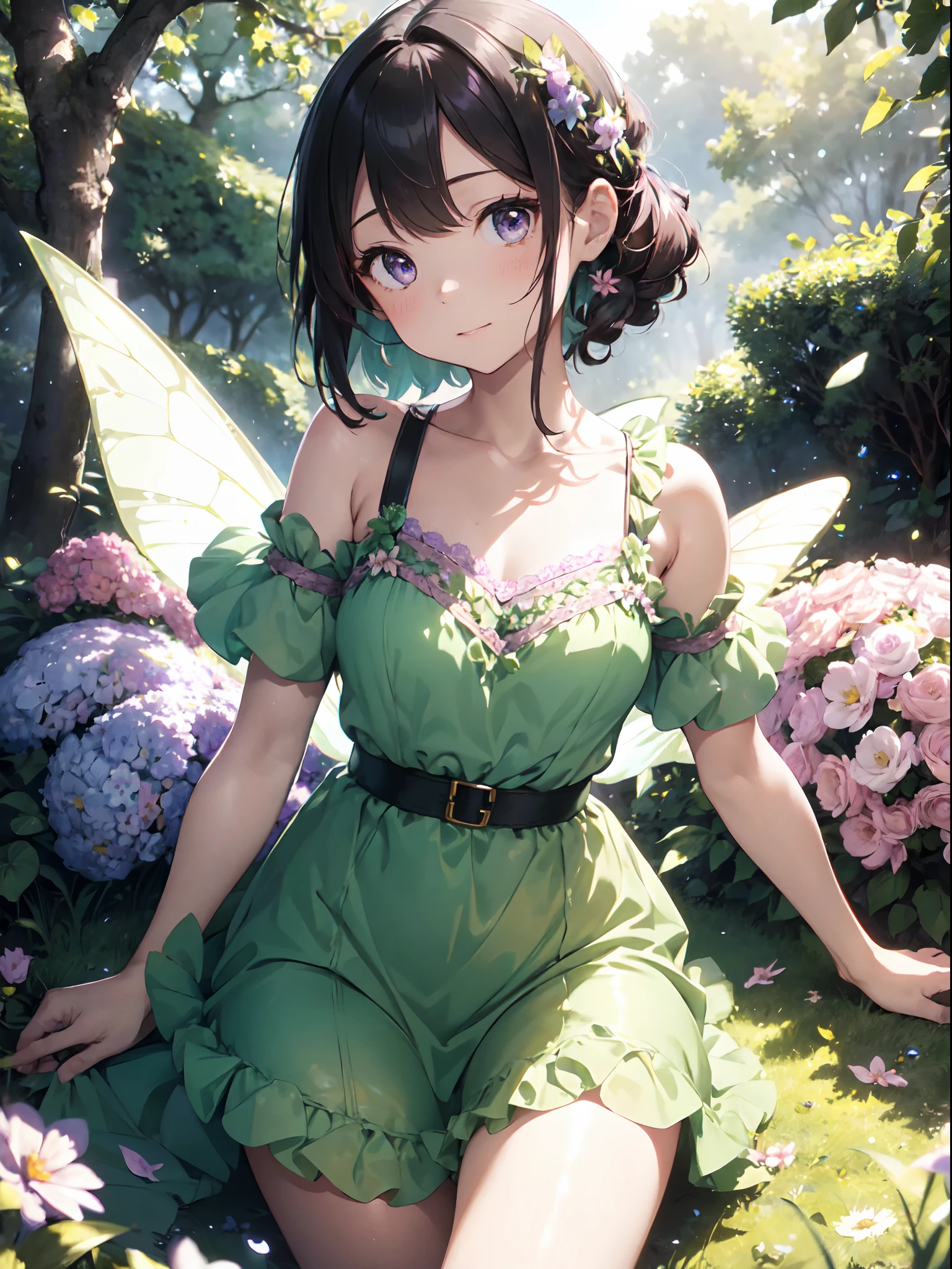 film photography, 1girl , (((whole body ))) , dynamic pose
Character: whimsical summer fairy
Style: enchanted forest
Extraordinary Feature: brings the magic of summer to life
Action: Fluttering among blooming flowers, sprinkling fairy dust
Hair: Short, pixie-like hair adorned with delicate flowers
Hair Color: Soft pastel hues of pink, yellow, and lavender
Eyes: Sparkling green with a mischievous glimmer
Clothing: gossamer gown woven from petals and leaves, butterfly wings
Background: enchanting forest glen with sunlight filtering through trees, medium breast, full body, (realistic detailed eyes, natural skin texture, realistic face details), finely detailed, hyperrealistic