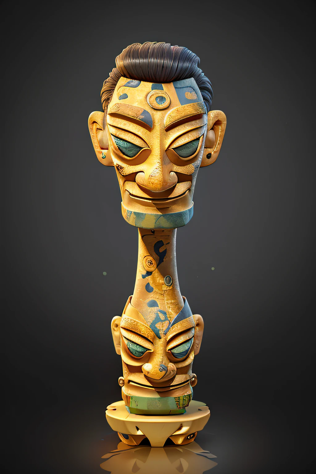 Sanxingdui cultural relics beautiful photos, Capture the essence of time, Multiple characters，Threaded gold inlay process，Studio lighting, and post-processing with 8K resolution. Use Unreal Engine 5 to create stunning details with CGI, SFX, and visual effects, Provides movie-like shadows and lighting effects. The lighting environment setting adds a touch of brilliance, Embodies the golden ratio cubism, hyper HD, Masterpiece, ccurate, A high resolution, 4K