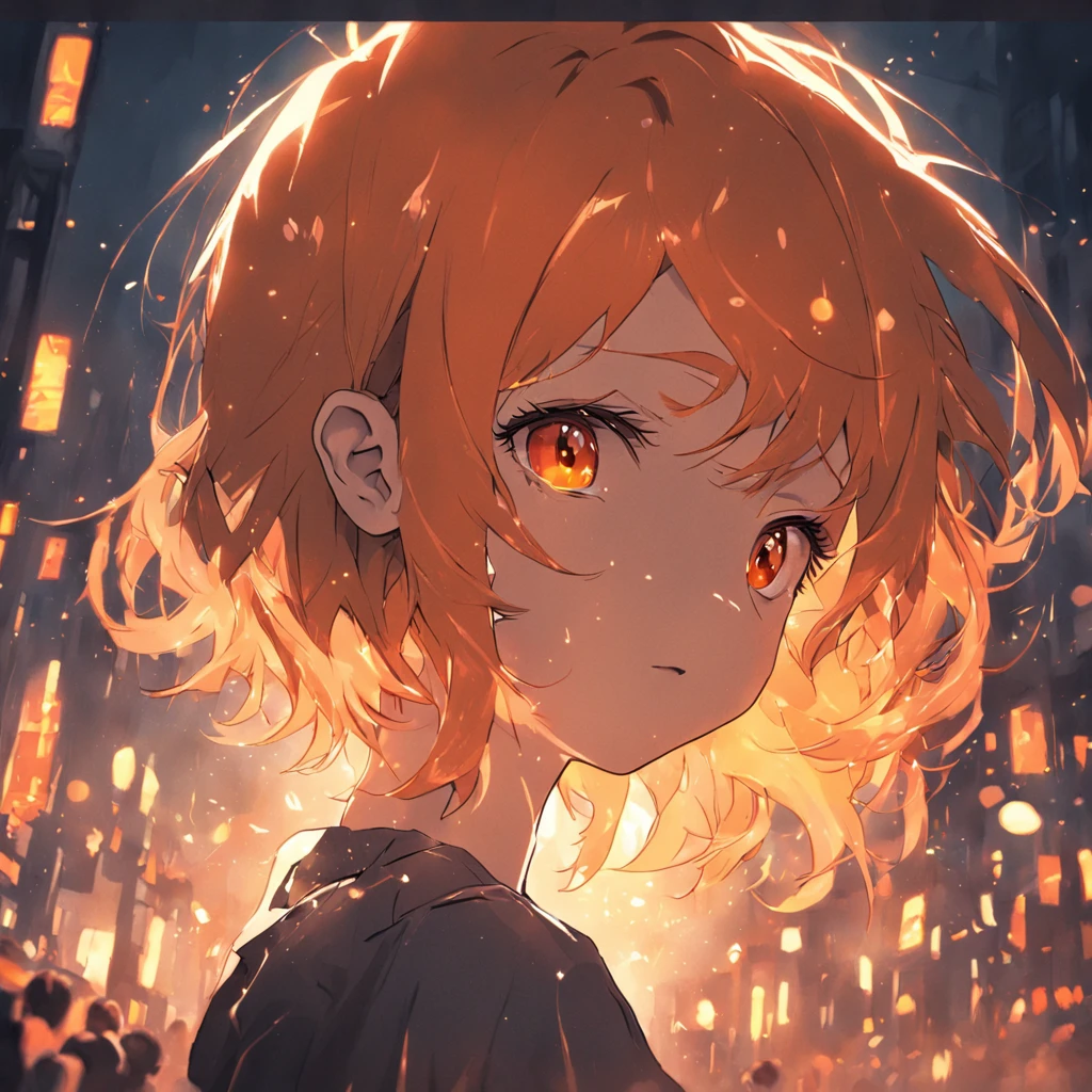 a pregirl,orange short hair,Golden eyes