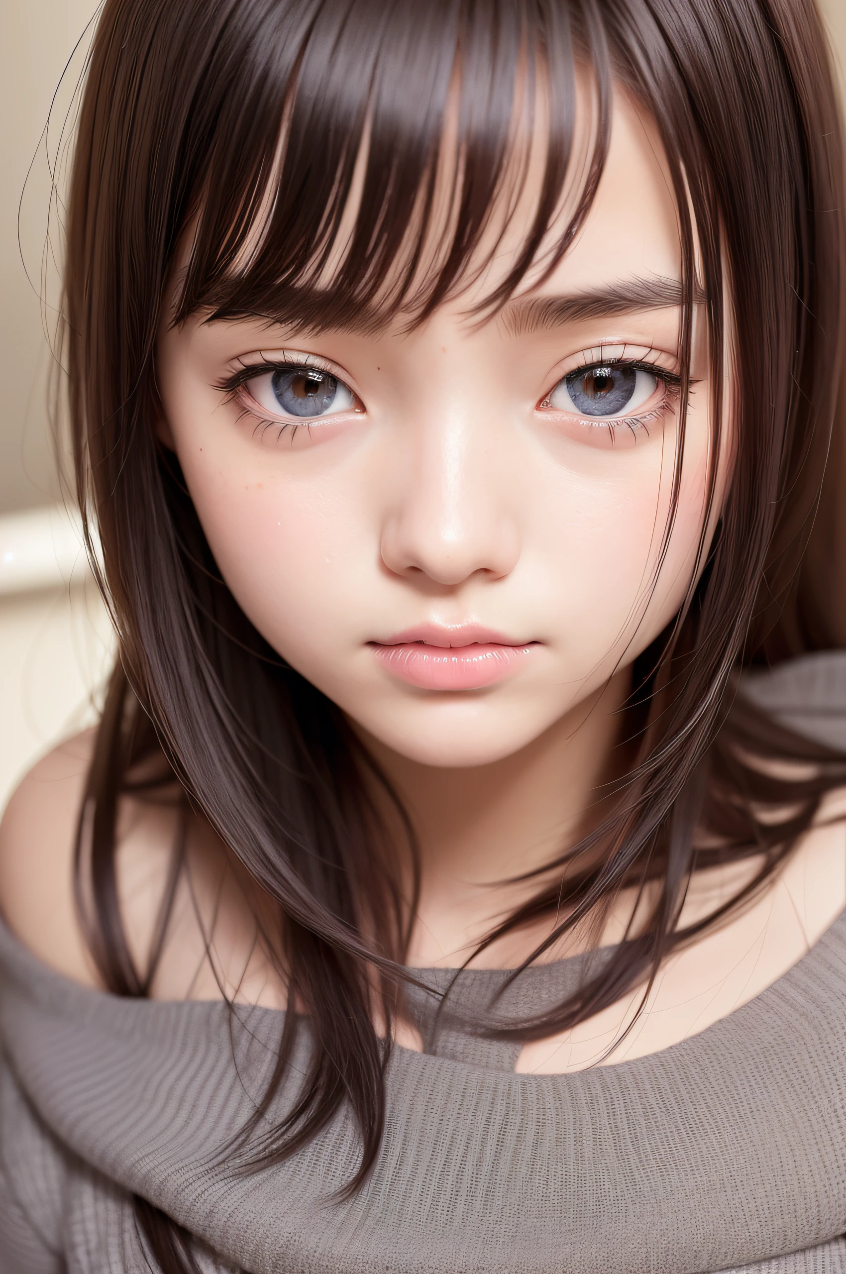 Photorealistic, 超A high resolution, Best Quality, masutepiece, 1girl in, , lovely, Cute, Japanese, Neat and clean beauty, Detailed eyes, Sharp pupils, close-up,