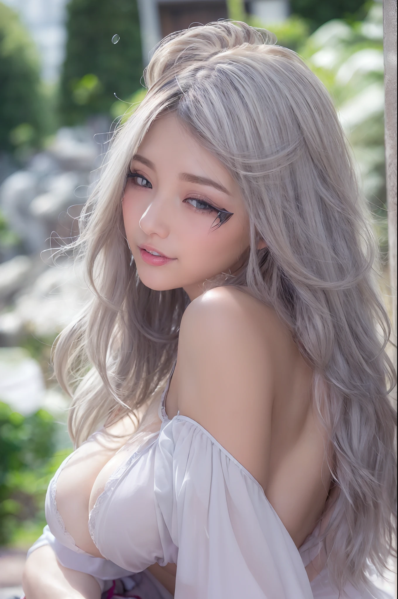 ((Low angle shot from behind))、((28 year old、Very cute girl naked and on all fours、Wearing white silk extreme microstring、In a beautiful park))、(((Colossal tits:1.4、droopy chest:1.5)))、8K、Raw photography、((FULL BODYSHOT))、(highlydetailed skin:1.2)、(Pubic hair shows through:1.5)、(exposed breast:1.5)、(Exposed back:1.5)、 (exposed shoulder:1.1), (Exposed crotch:1.5), a picture, masterpiece, top-quality, Dark gray background, (Gorgeous light hair、de pele branca、Huge soft breasts and beautiful abs、Wearing white gloves)、Poses variadas、hyperdetailed face、A detailed eye、((No closeup))、((yawns))、((She wears a vibrator in her crotch))、((her crotch is soaking wet now))、 ((from behind low angle shot))、((outside of house))、Solo