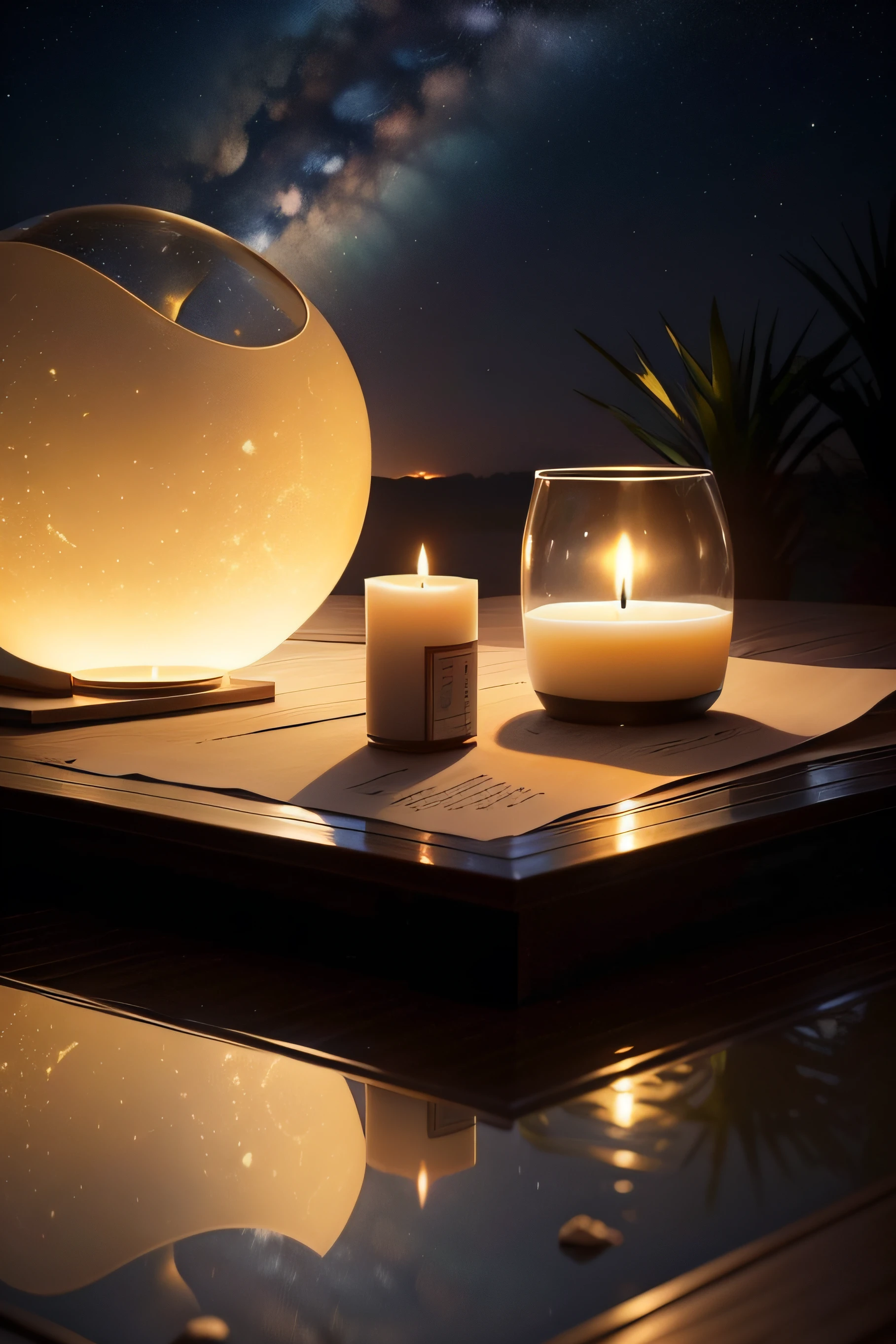 The candle shadow on the mica screen darkens,The Milky Way gradually tilts,The morning star is fading。
Two lines of vertical text:The mica screen candle shadow is deep,The long river gradually fell and the stars sank。