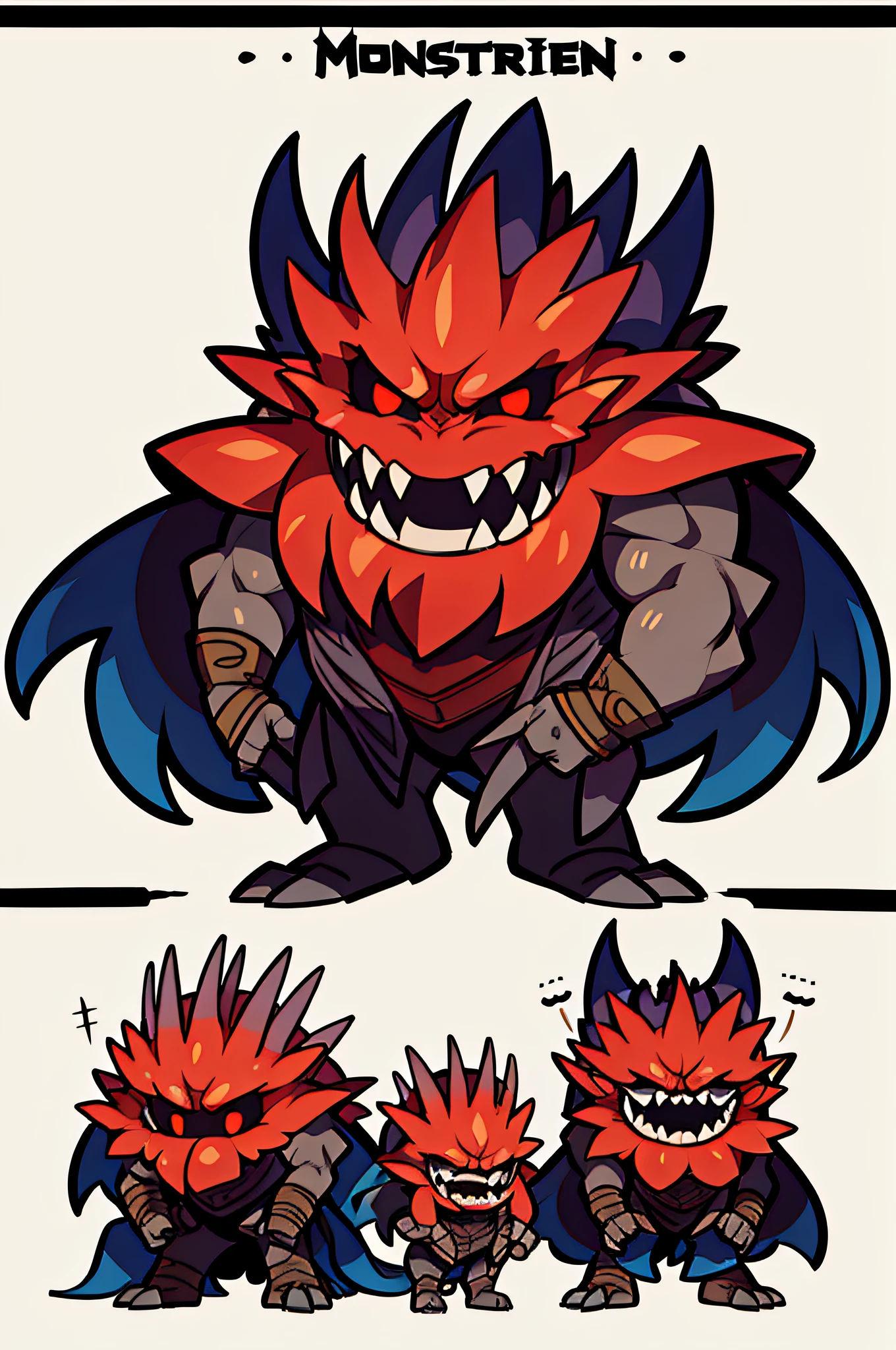monster concept design, vector, white background, sprite art, masterpiece, high quality, character frames, character poses, beholder