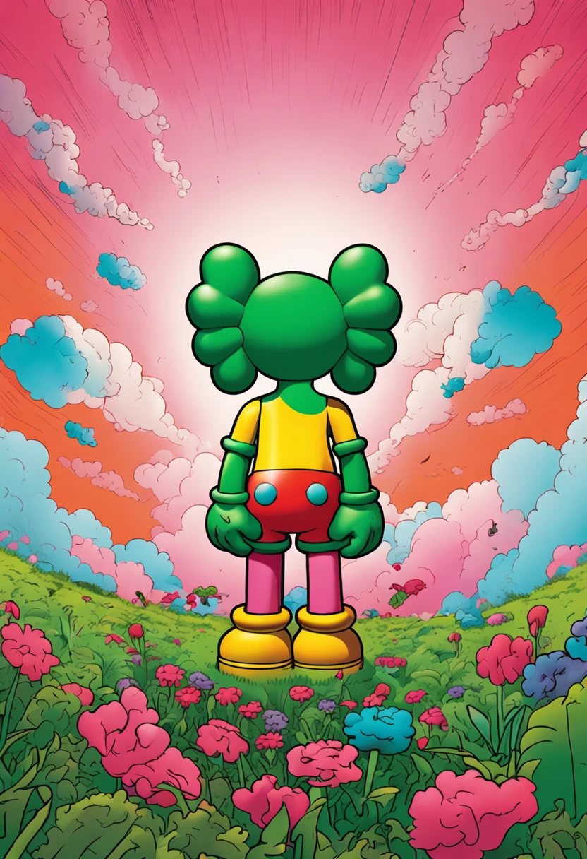 kaws,grassy fields，Skysky