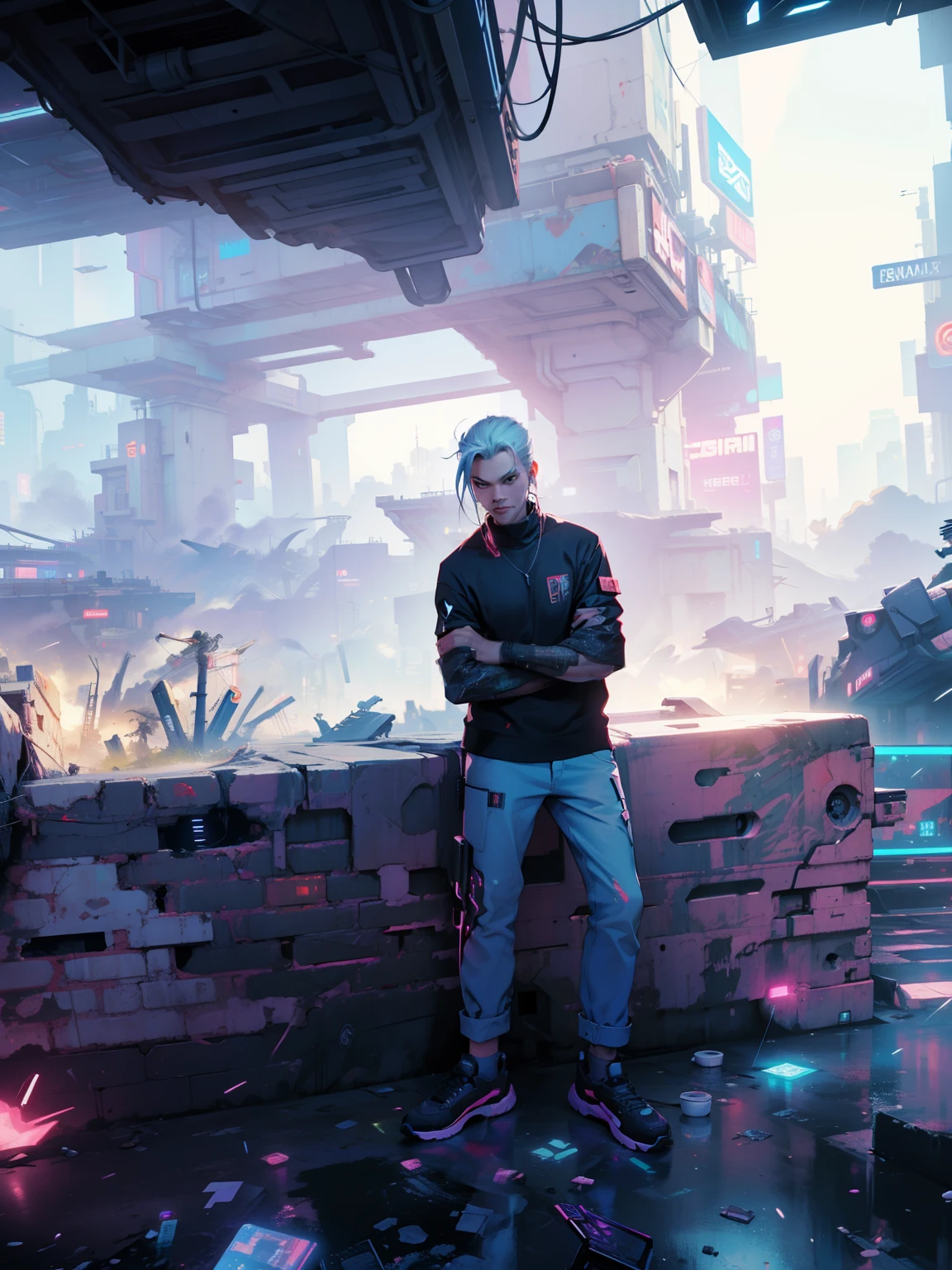 Make it look like an art dont change the image cyberpunk background