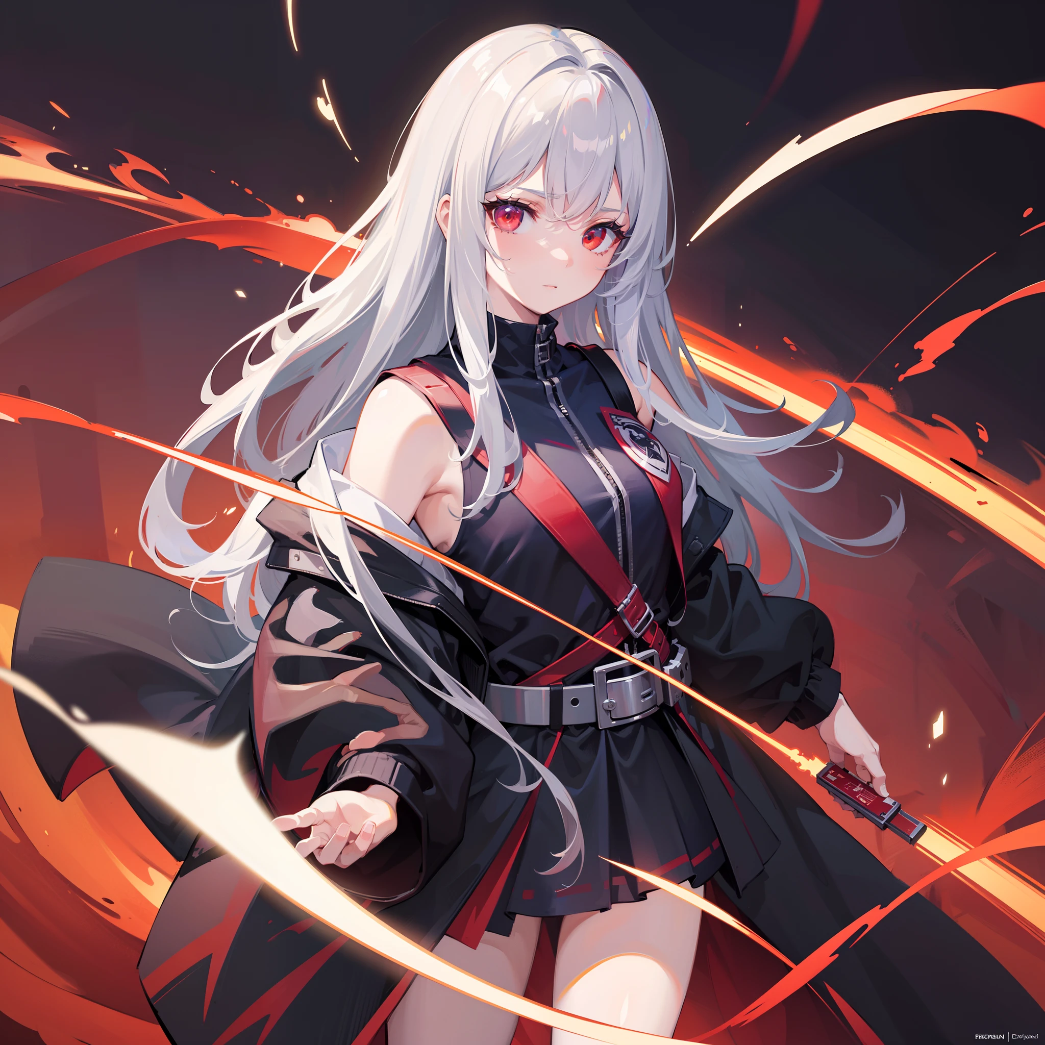 A girl with demonic horns and incandescent blood red eyes, face slightly upwards and slightly to the left, serious face, long straight black hair, wearing a trench coat, black high-heeled boots, black wings drooping, blood red halo, hands in pockets, walking on a dark street between dark buildings, (ultra-realistic), {extremely detailed 8k CG unit wallpaper}, expansive landscape photography, (a centered view that prioritizes character and setting, (wide field view wide), (low angle shot), (high light: 0.5), (low light: 1.2), (warm light source: 1.4), complex details, (iridescent colors: 1.7), (bright lighting), (lighting atmospheric), surrealist, dreamy, photography
